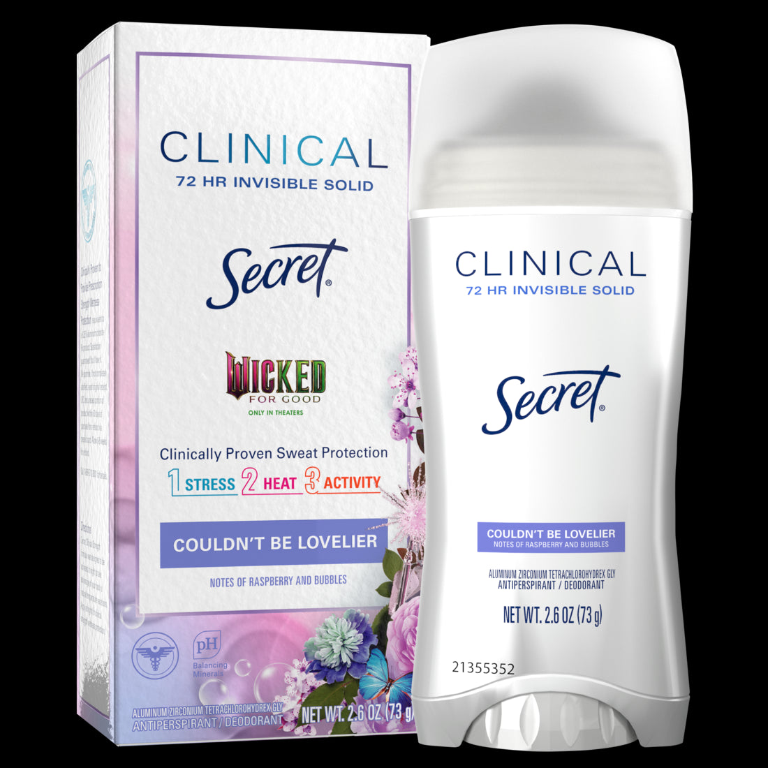 Secret Clinical Invisible Solid Antiperspirant & Deodorant for Women Couldn't be Lovelier Notes of Raspberry and Bubbles - 2.6oz/12pk