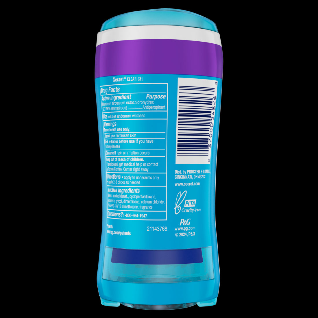 Secret Fresh Clear Gel Antiperspirant and Deodorant for Women Lavender - (2x2.6)oz/6pk