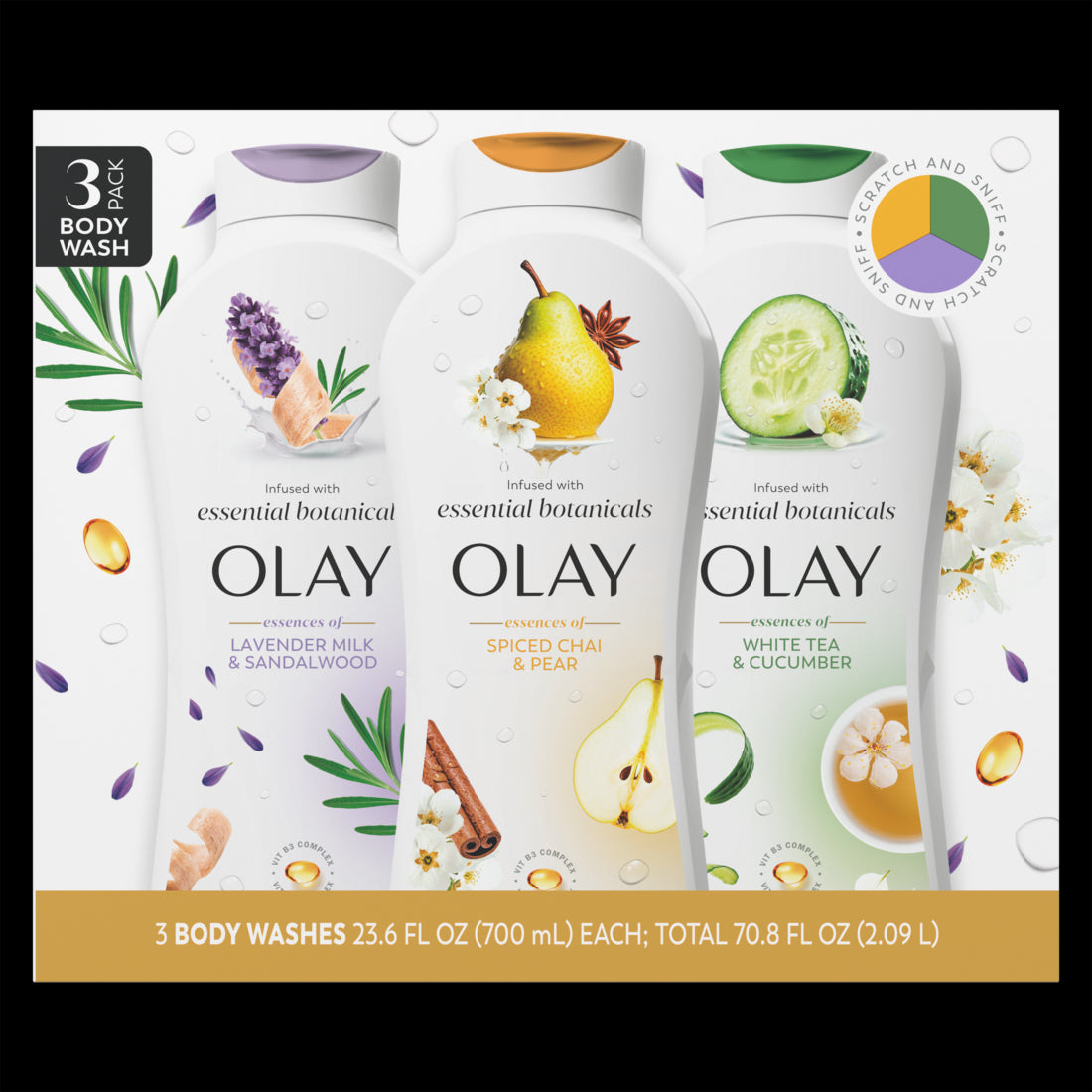 Olay Infused with Essential Botanicals Body Wash - (3x23.6)oz/240pk
