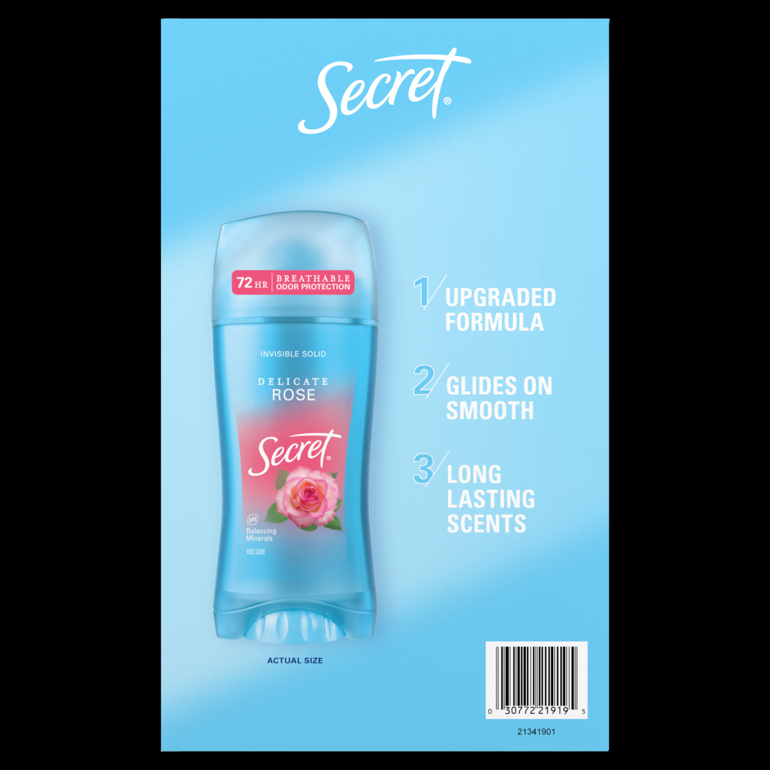 Secret Fresh Invisible Solid Antiperspirant and Deodorant for Women Lavender Waterlily Rose & Coco Butter Scent - (4x2.6)oz/90pk
