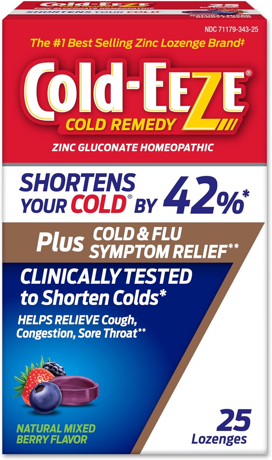Cold-EEZE Plus Cold and Flu Symptom Relief Natural Mixed Berry Flavor Lozenge - 25ct/48pk