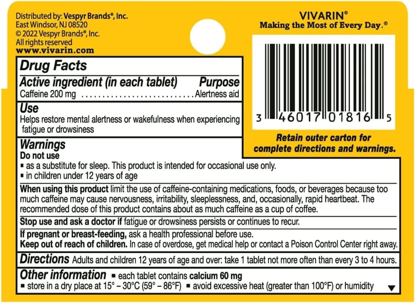 Vivarin Tablets - 16ct/48pk