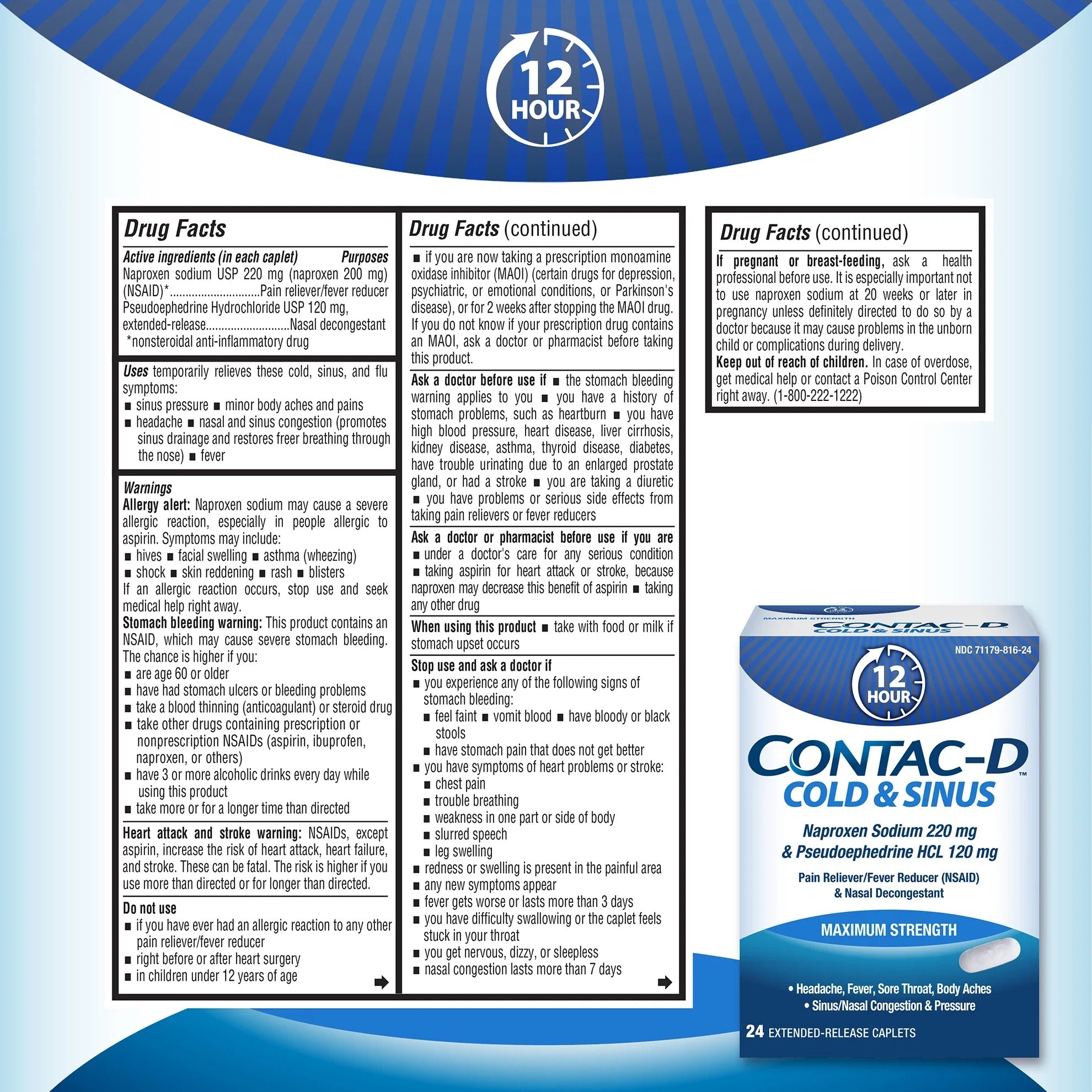 Contac-D Cold & Sinus - 24ct/24pk