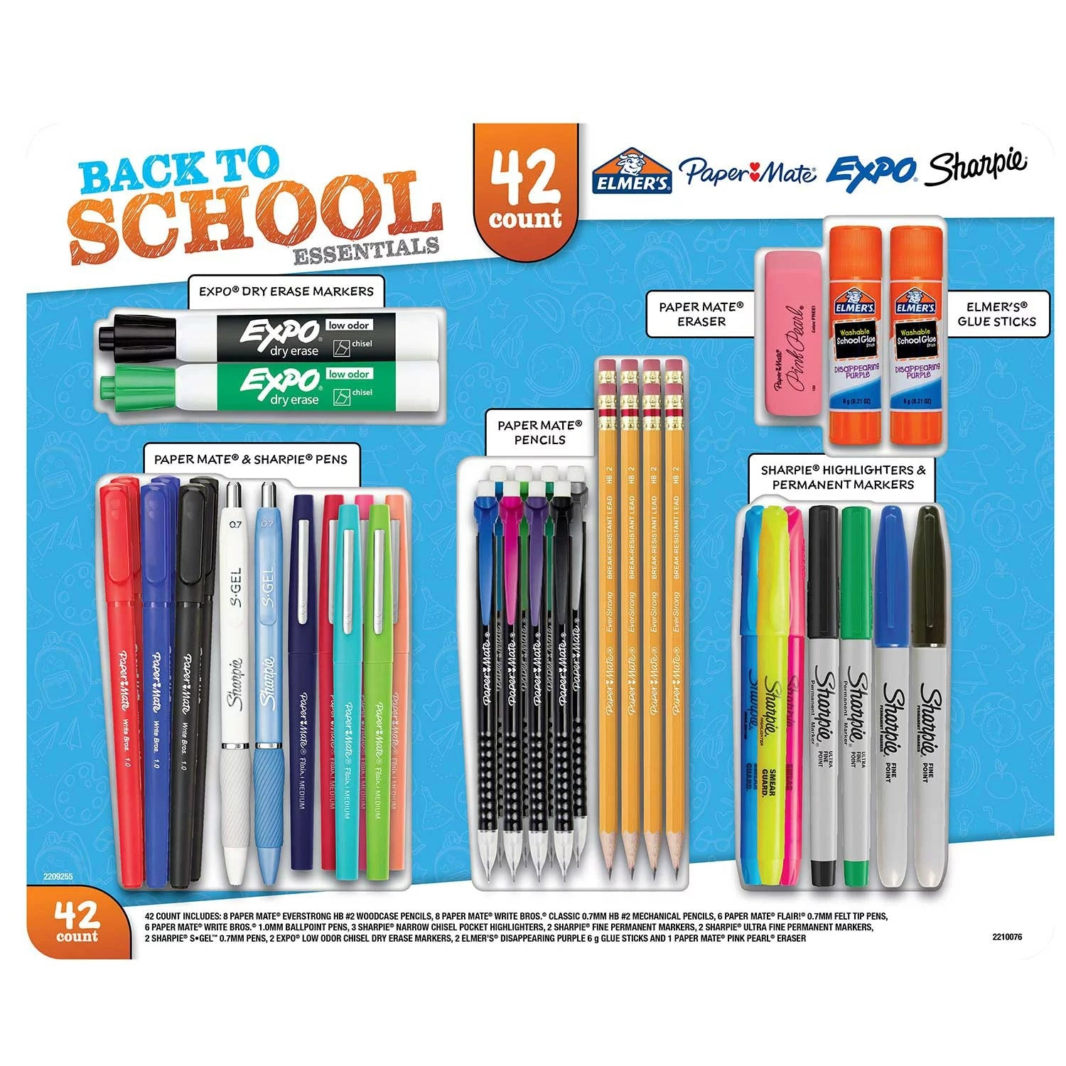Back To School Essentials 42-Piece School Supply List Value Pack from Paper Mate Sharpie Elmerâ€™s & Expo - 1set/1pk