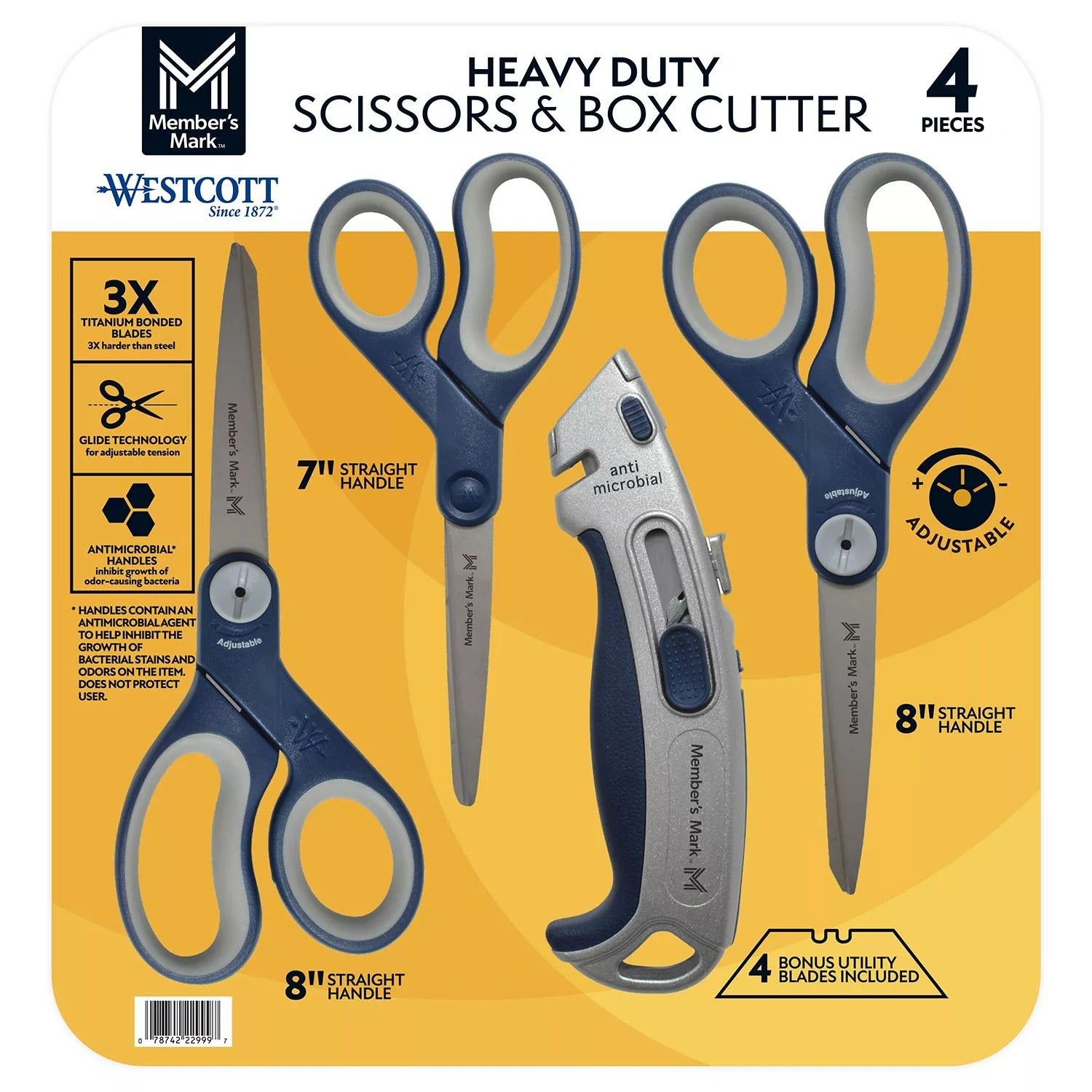Member's Mark Anti-Microbial Scissors with Box Cutter - 1set/1pk