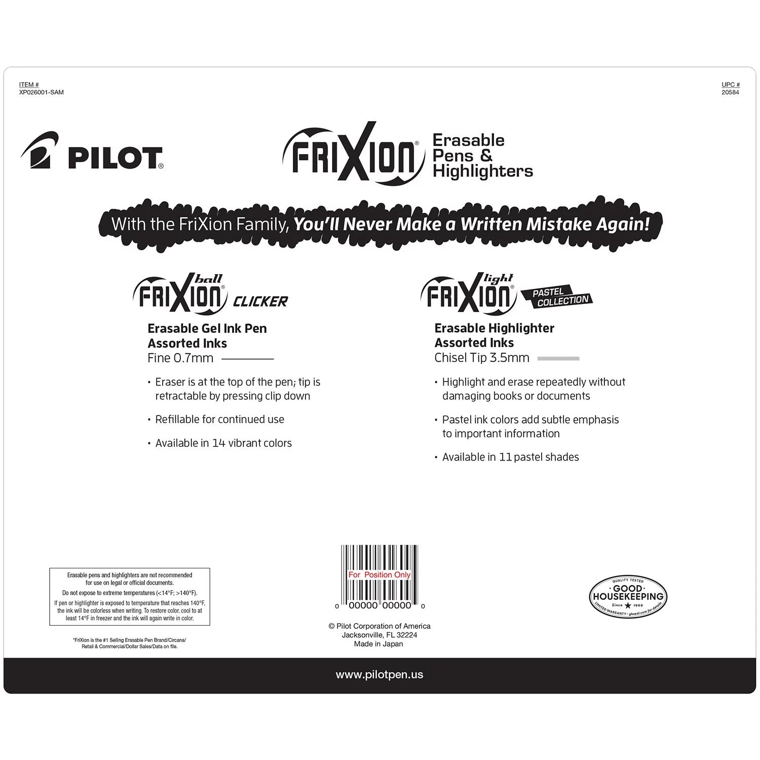 Pilot FriXion Assorted Gel and Highlighters - 12ct/1pk