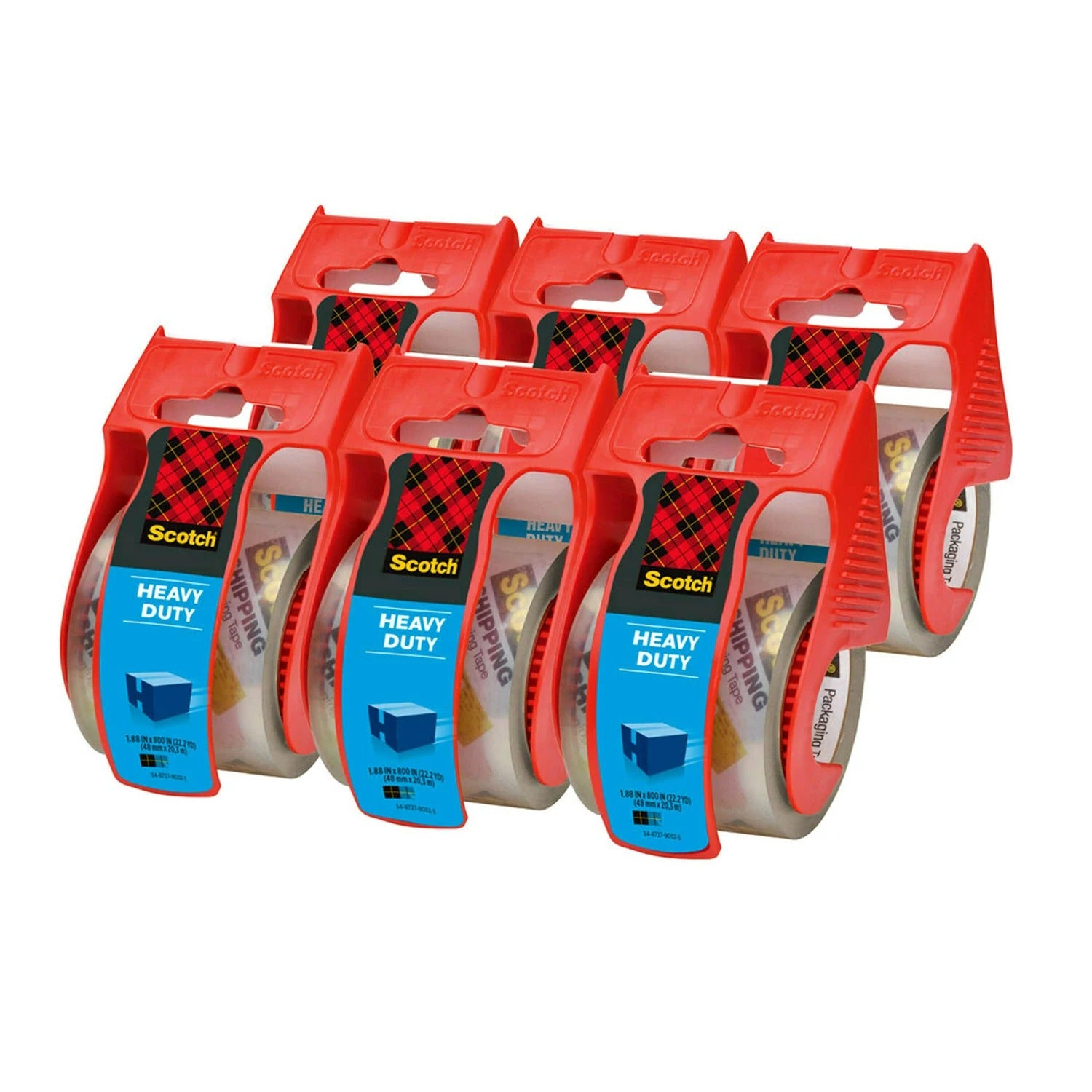 Scotch Heavy Duty Shipping Packaging Tape Dispensers 1.88" x 27.7 yd - 6ct/1pk