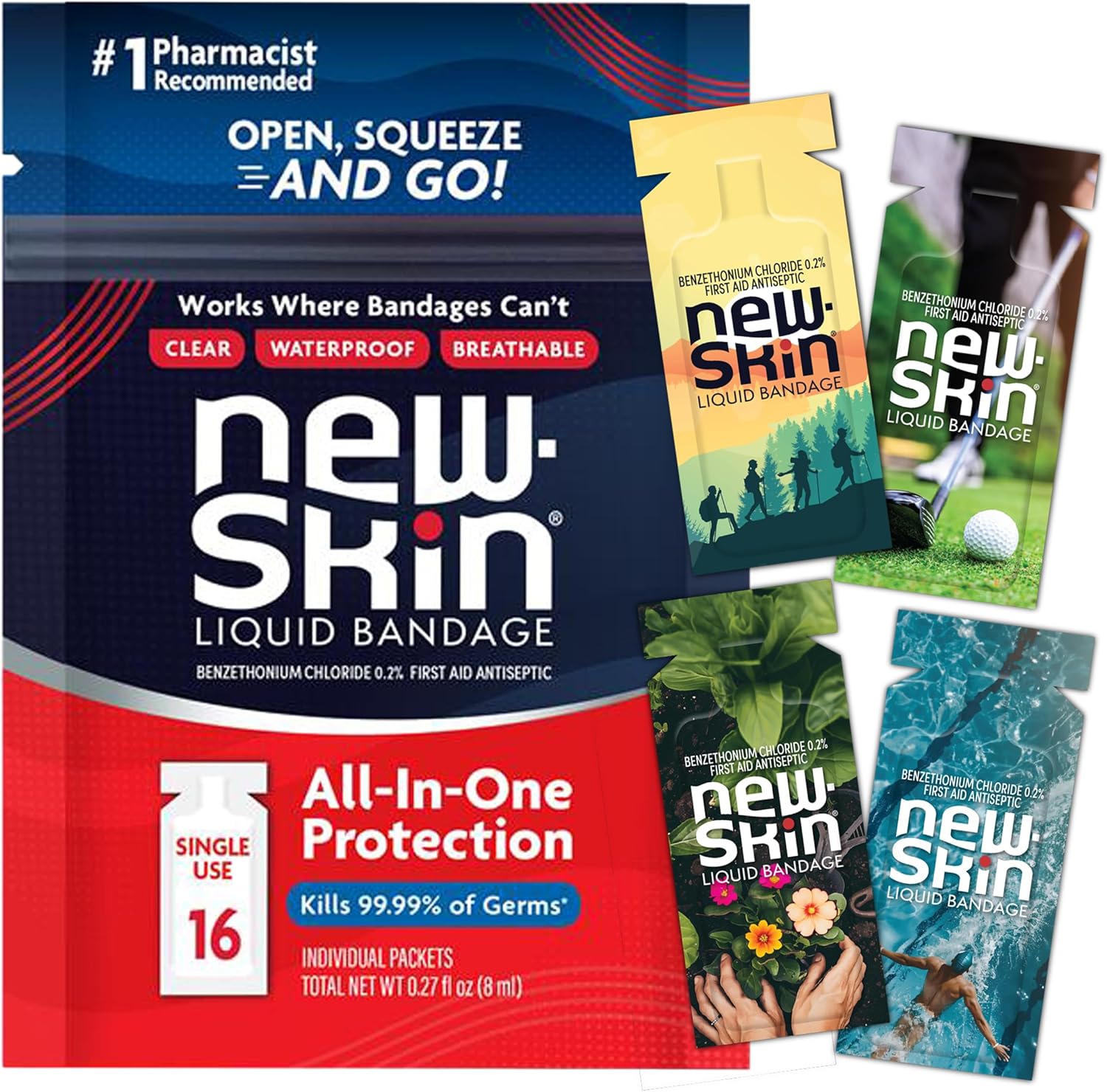 New-Skin Single Use Liquid Bandage Packets Antiseptic - 16ct/24pk