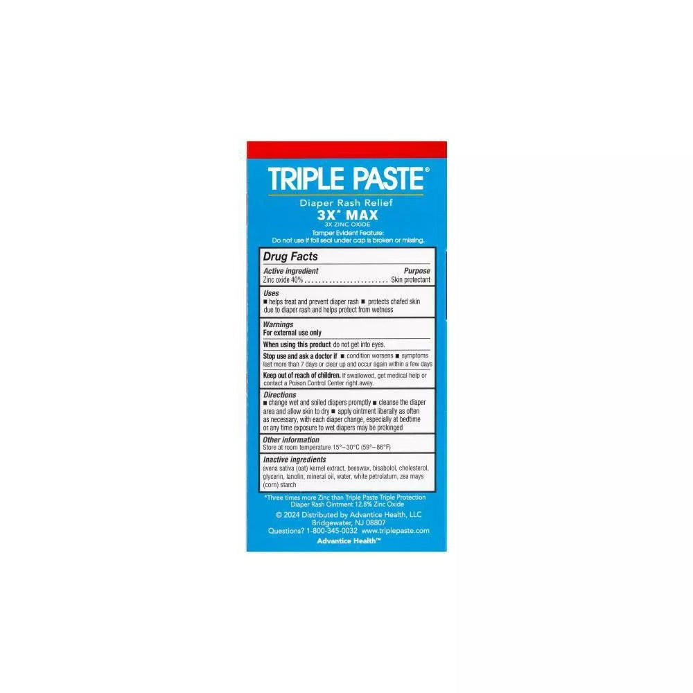 Triple Paste 3x Max Diaper Rash Relief Ointment - 2.0oz/12pk