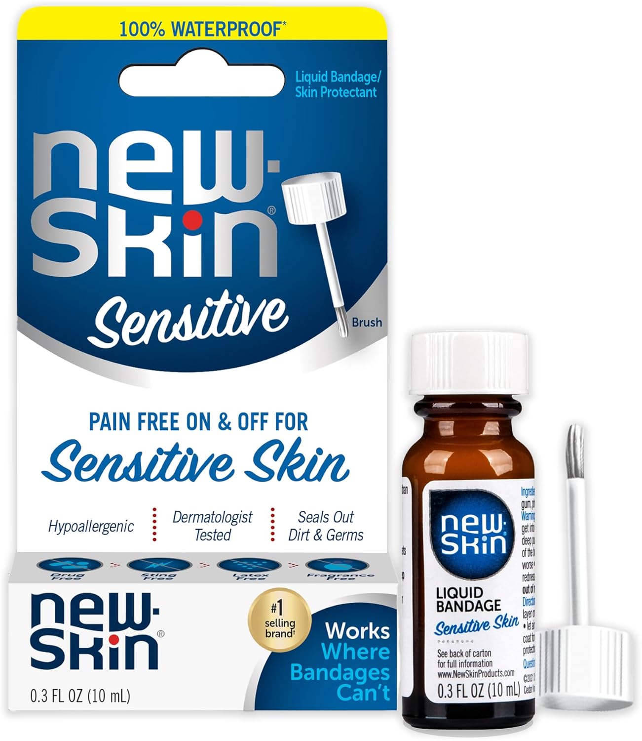 New-Skin Sensitive Skin Hypoallergenic Liquid Bandage for Minor Cuts and Scrapes - 0.3oz/24pk