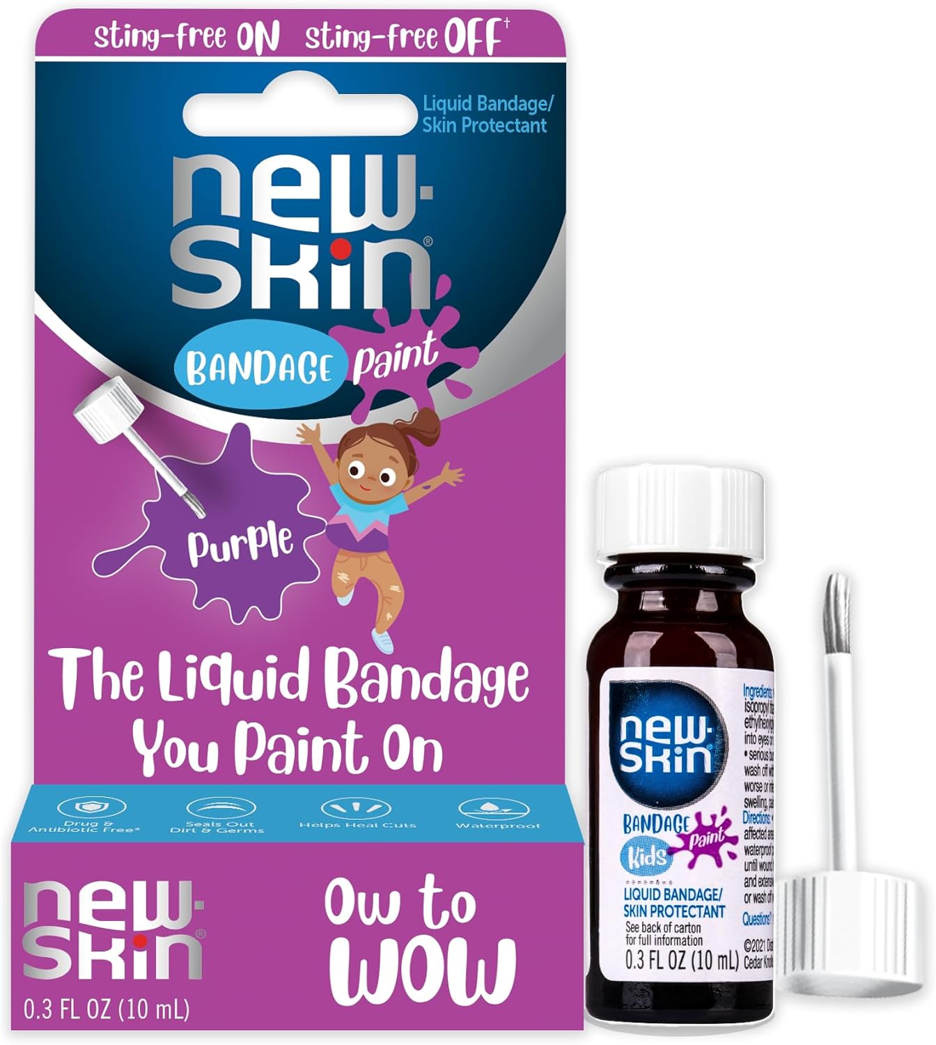 New-Skin Kids Liquid Bandage Paint Sting Free Waterproof Bandage for Scrapes and Minor Cuts - 0.3oz/24pk