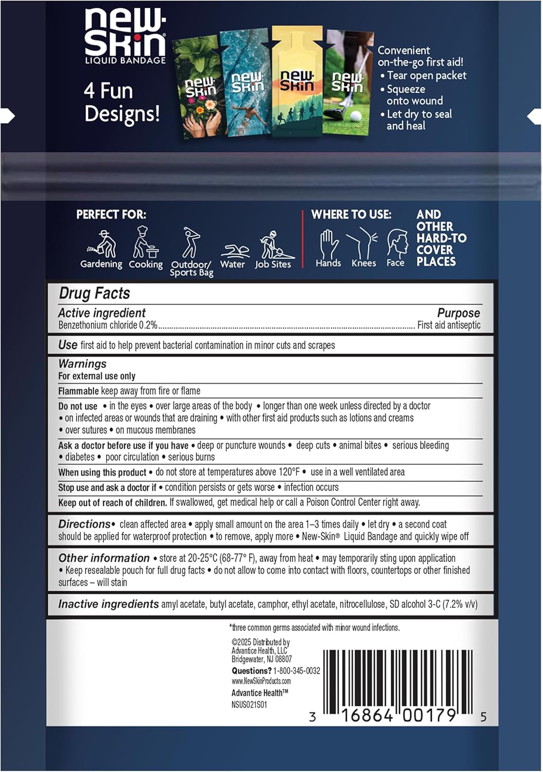 New-Skin Single Use Liquid Bandage Packets Antiseptic - 16ct/24pk