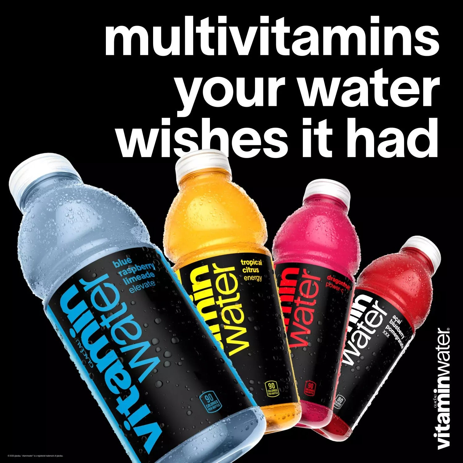 Glaceau Vitaminwater Variety Pack Nutrient Enhanced Water (6 Acai Blueberry Pomegranate; 6 Power-C Dragonfruit; 3 Energy Tropical Citrus; 3 Elevate Blue Raspberry Limeade) - 16.9oz/18pk