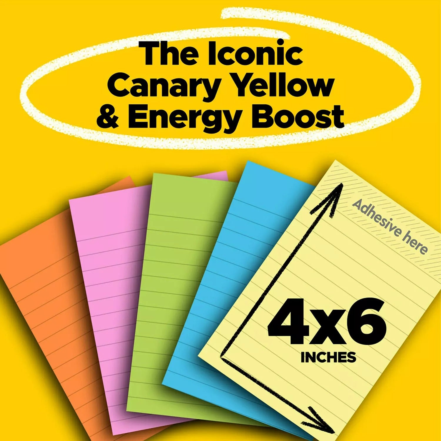 Post-it Super Sticky Notes 4" x 6" Assorted Colors Lined 100 sheets - 8pads/1pk