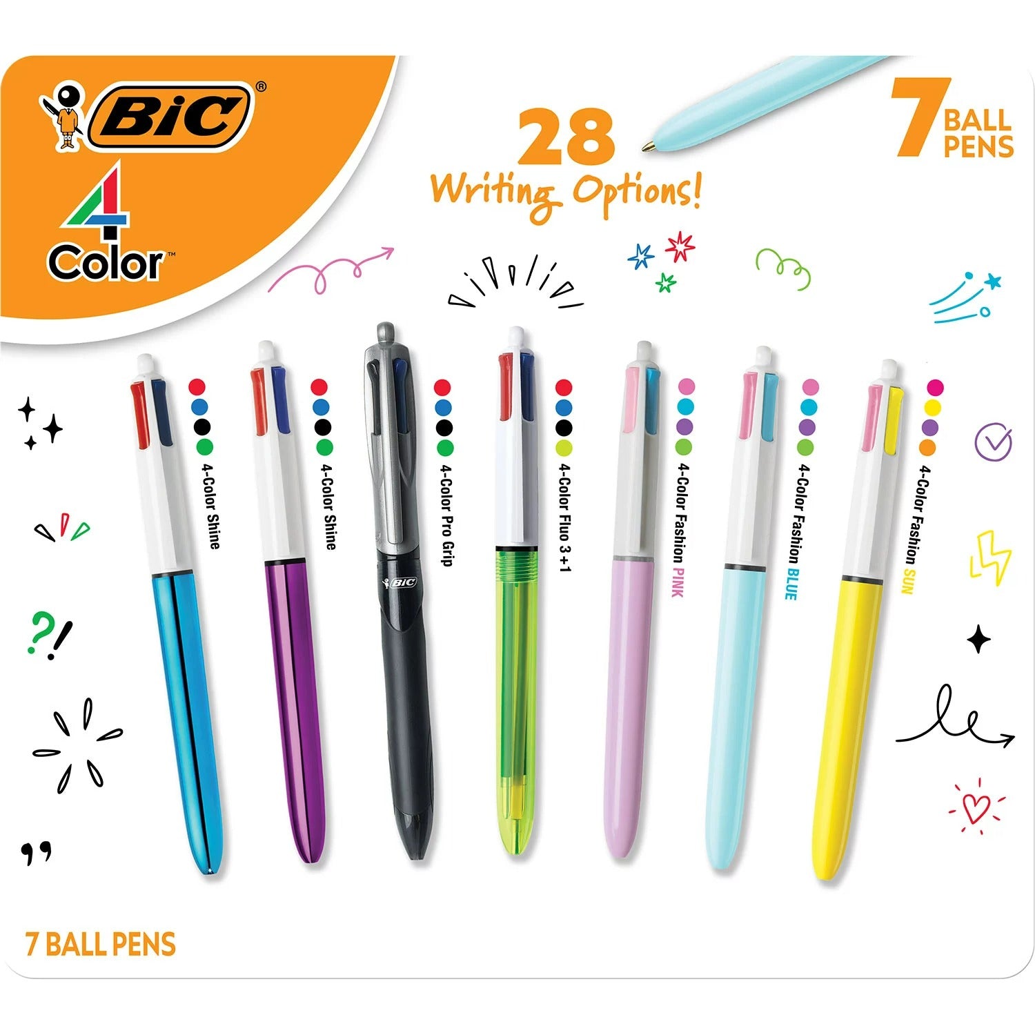 BIC 4-Color Retractable Ball Point Pens Assorted Colors - 7ct/1pk