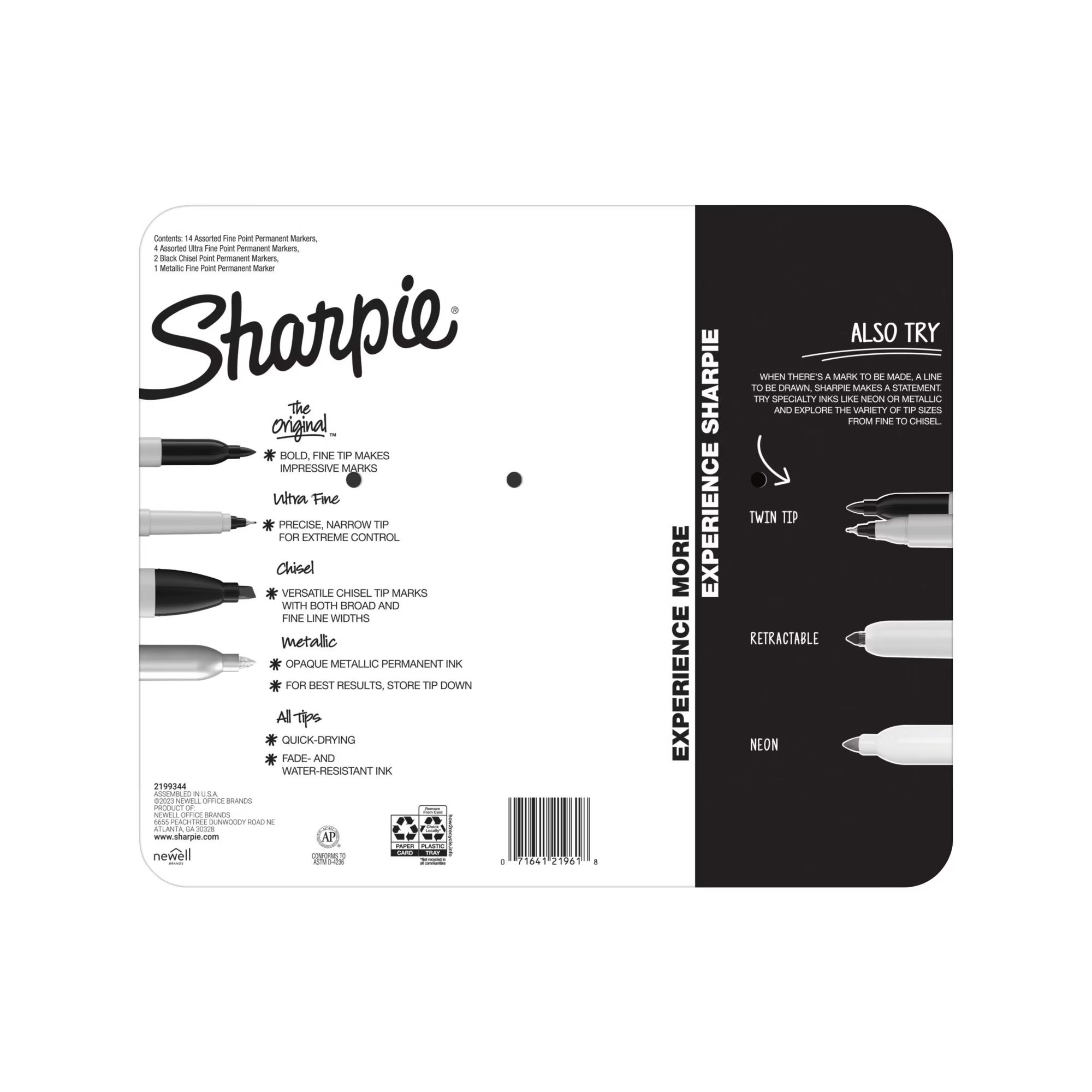 Sharpie Permanent Markers Assorted Tips and Colors - 21ct/1pk
