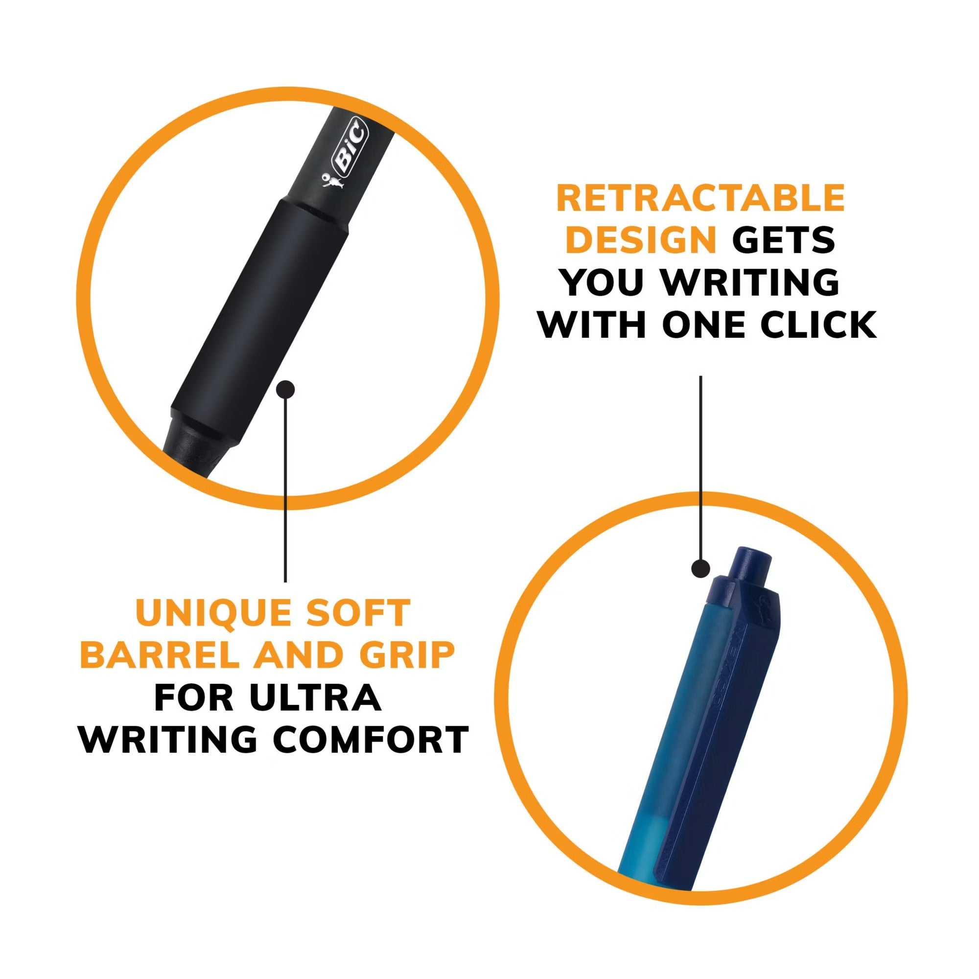 BIC Soft Feel Retractable Ballpoint Pens with Soft Touch Comfort Grip Medium Point Assorted Colors - 28ct/1pk