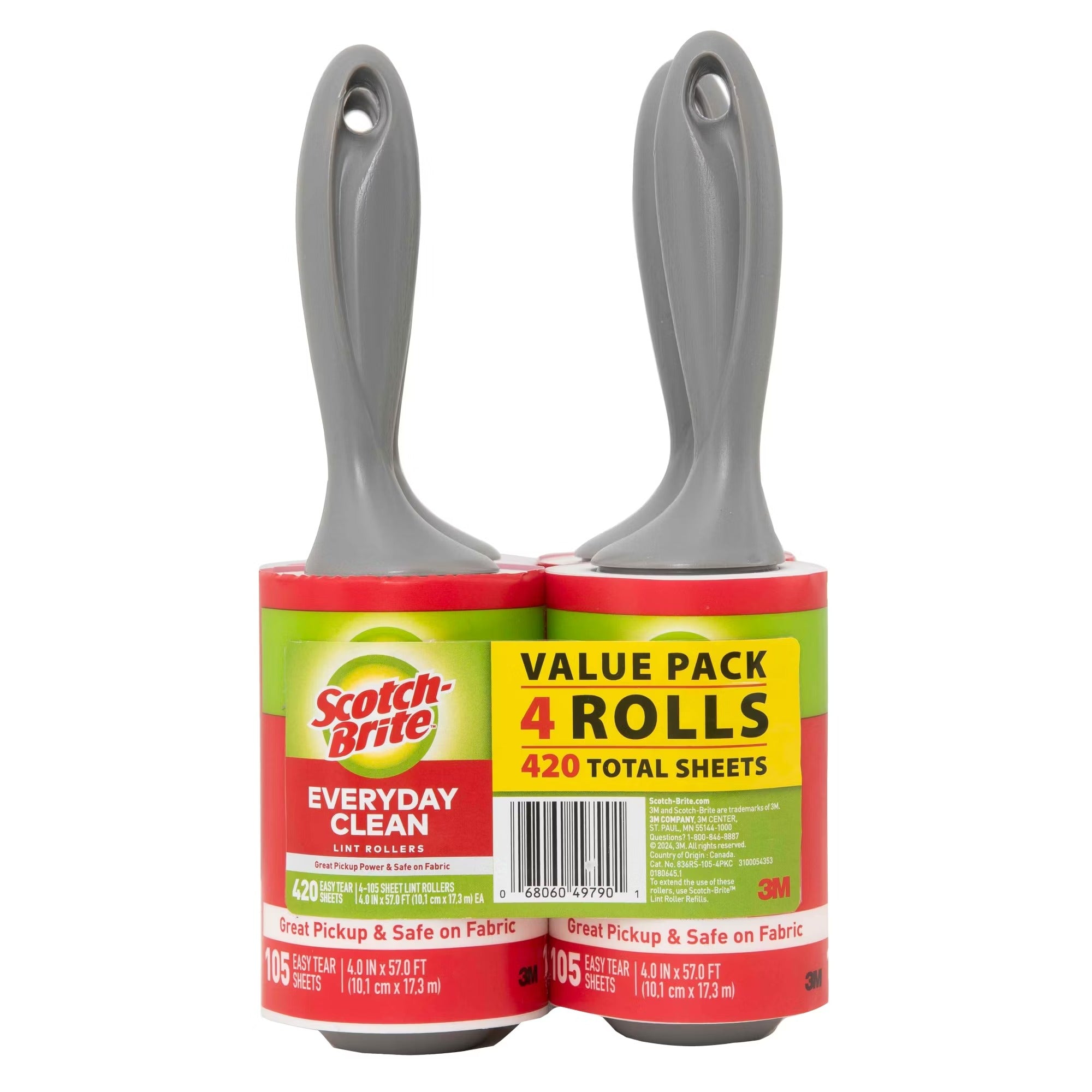 Scotch-Brite Everyday Clean Lint Rollers 105 sheets - 105ct/4pk