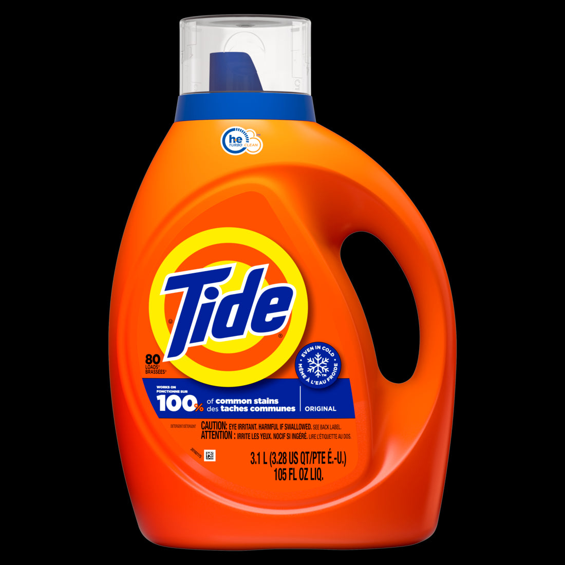 Tide Laundry Detergent Liquid Original Scent 80 Loads Works on 100% of Common Stains Laundry Soap Liquid Laundry Detergent - 105oz/4pk