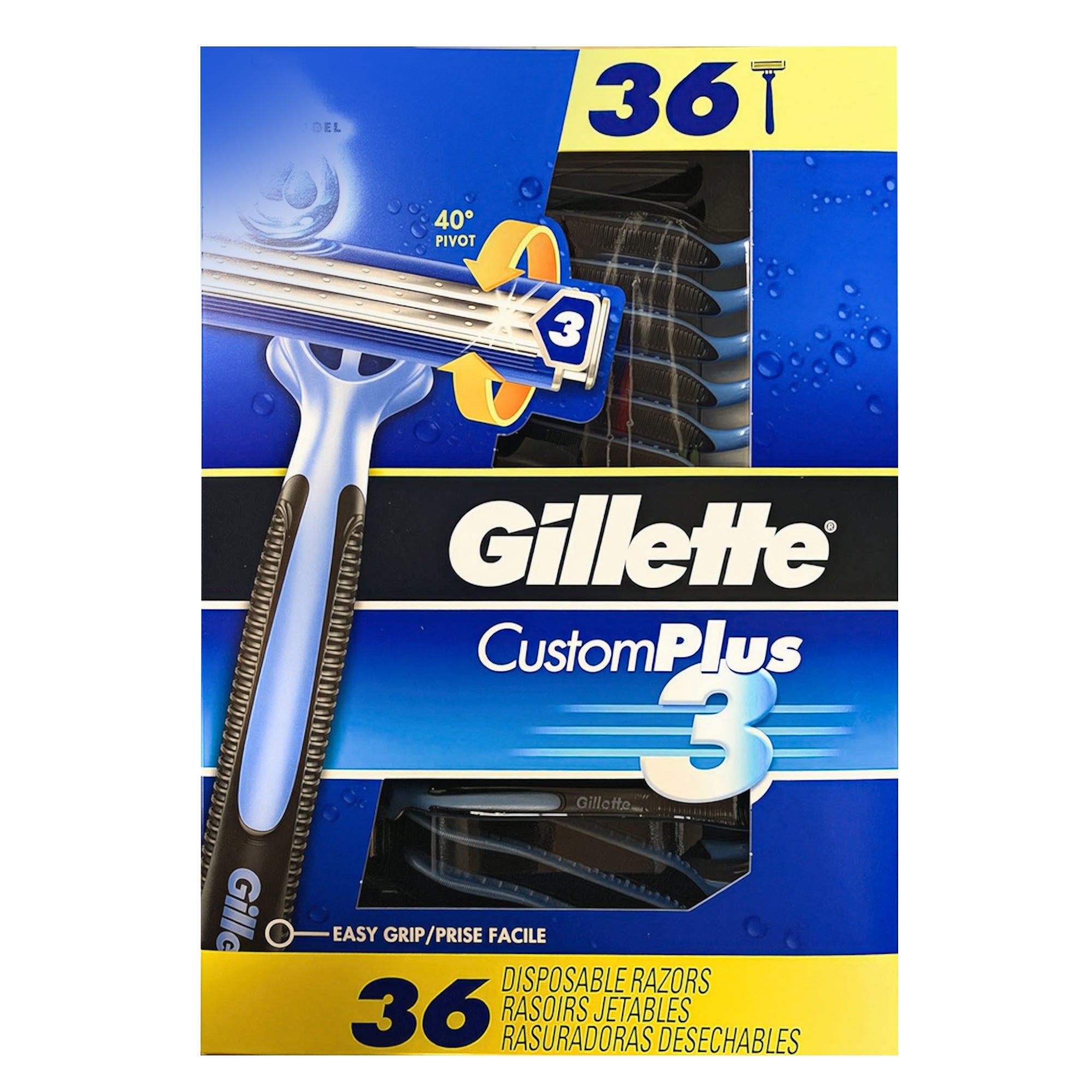 Gillette CustomPlus 3 Disposable Razors - 36ct/300pk