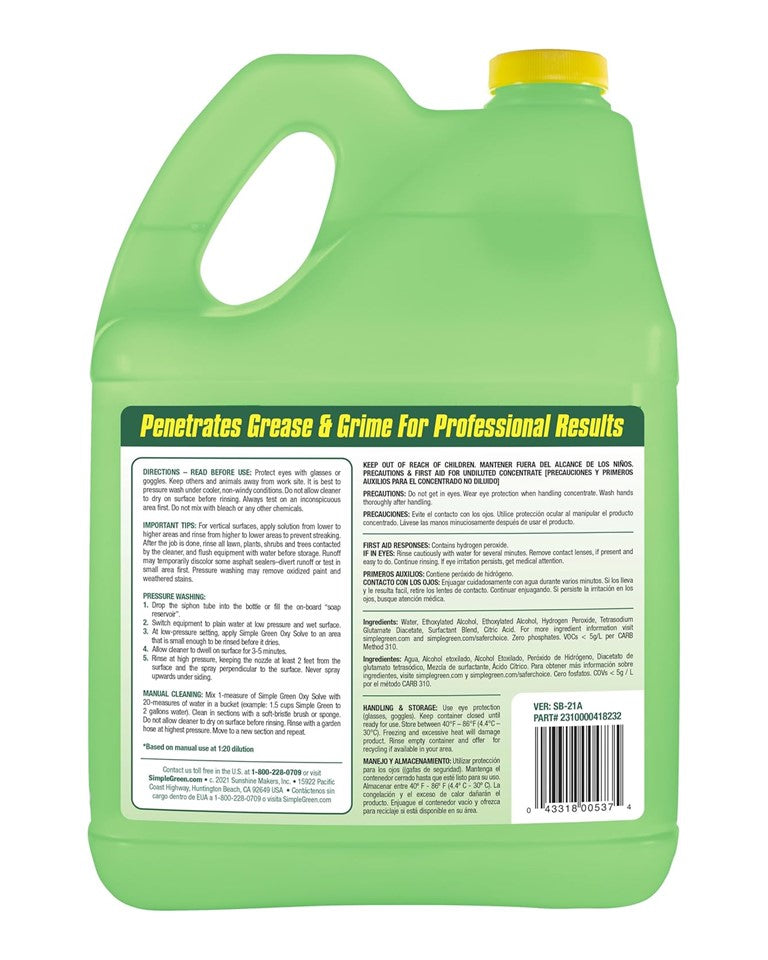 Simple Green Oxy Solve Pressure Washer House and Siding Cleaner - 1gal/4pk