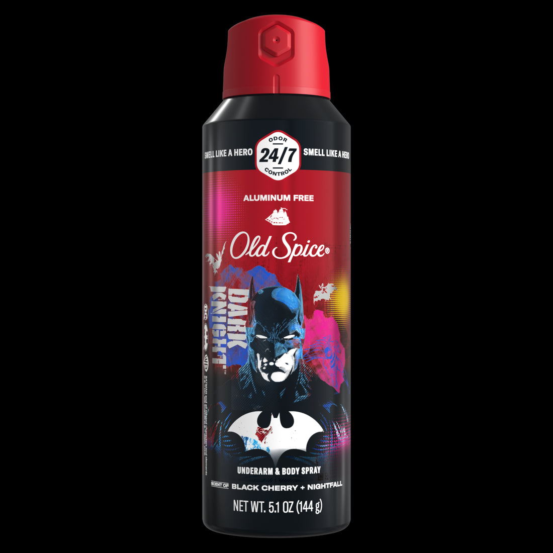 Old Spice Aluminum Free Deodorant for Men 24/7 Freshness Body Spray Long Lasting Odor Protection Smell Like a Hero Batman Black Cherry and Nightfall Scent - 5.1oz/12pk