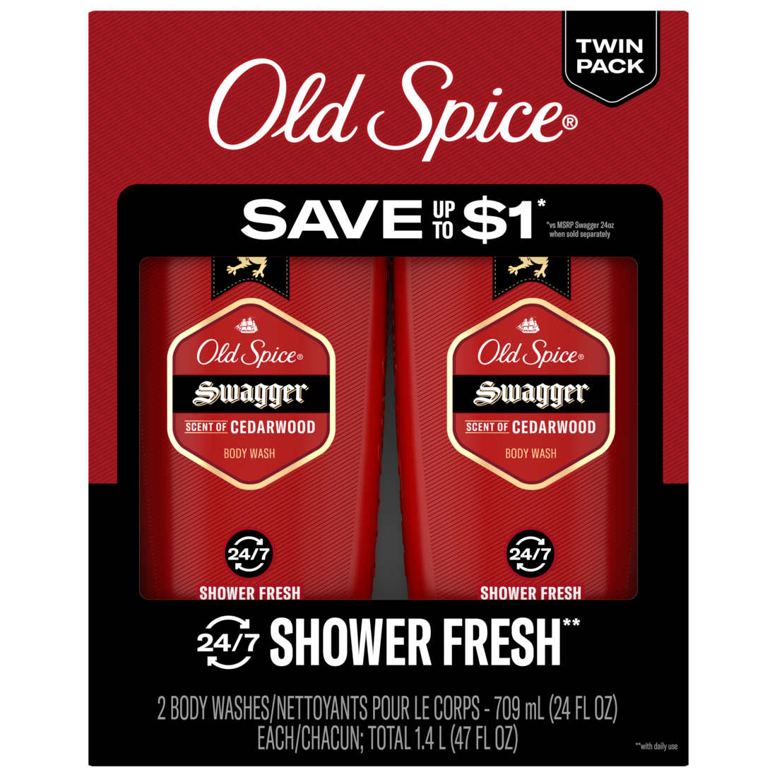 Old Spice Red Collection Swagger Scent Men'S Body Wash Pack Of 2 - (2x24)oz/3pk