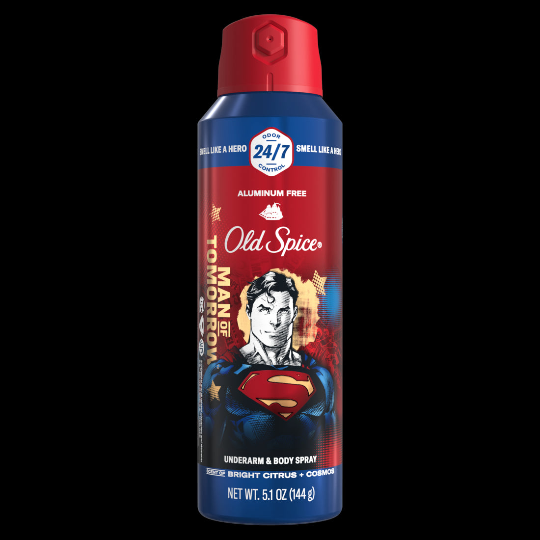 Old Spice Aluminum Free Deodorant for Men 24/7 Freshness Body Spray Long Lasting Odor Protection Smell Like a Hero Superman Bright Citrus and Cosmos Scent - 5.1oz/12pk