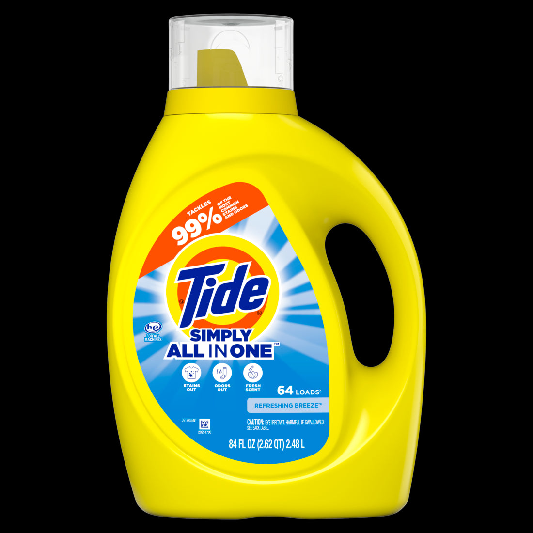 Tide Simply All-In-One Liquid Laundry Detergent Refreshing Breeze Scent 64 Loads - 84oz/4pk