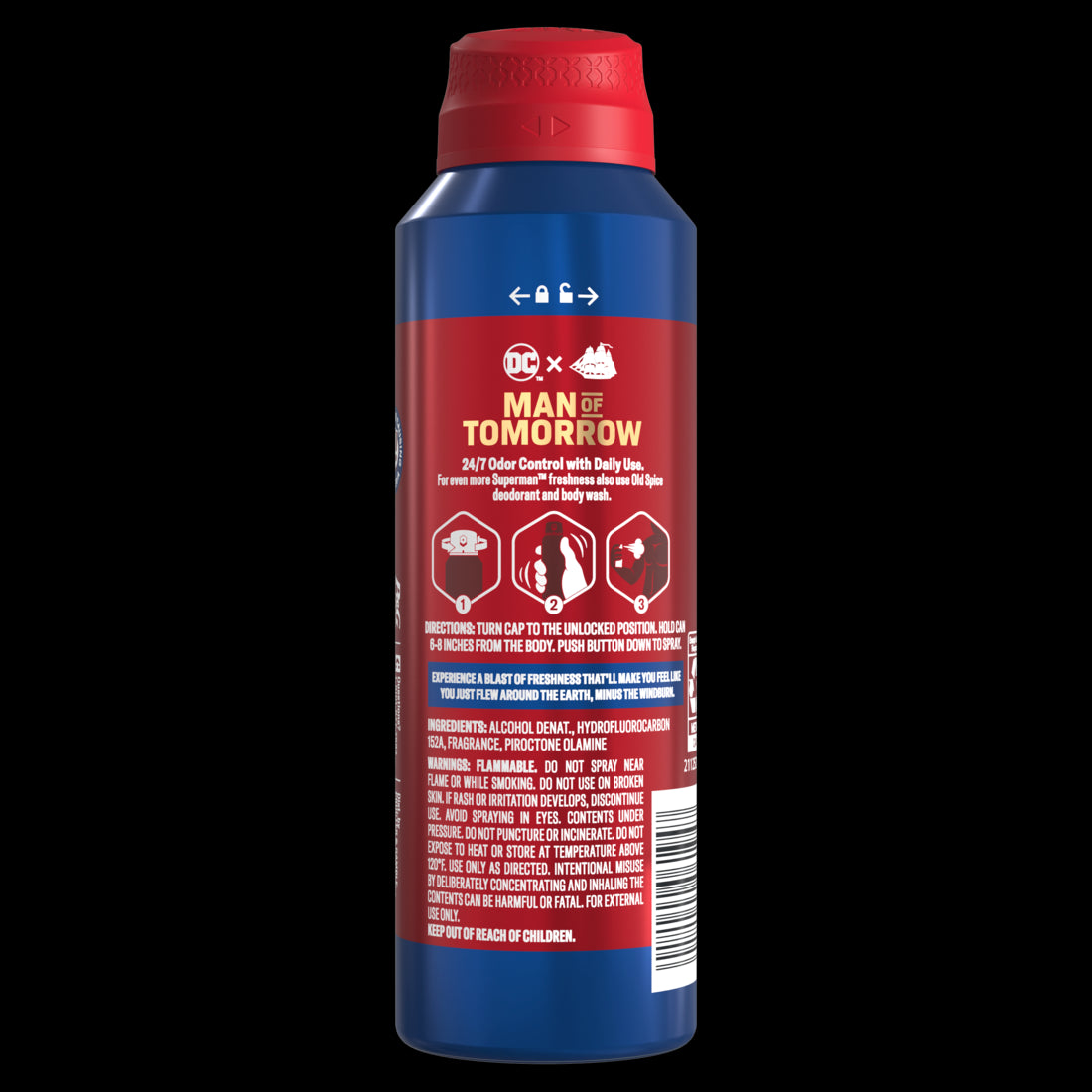 Old Spice Aluminum Free Deodorant for Men 24/7 Freshness Body Spray Long Lasting Odor Protection Smell Like a Hero Superman Bright Citrus and Cosmos Scent - 5.1oz/12pk