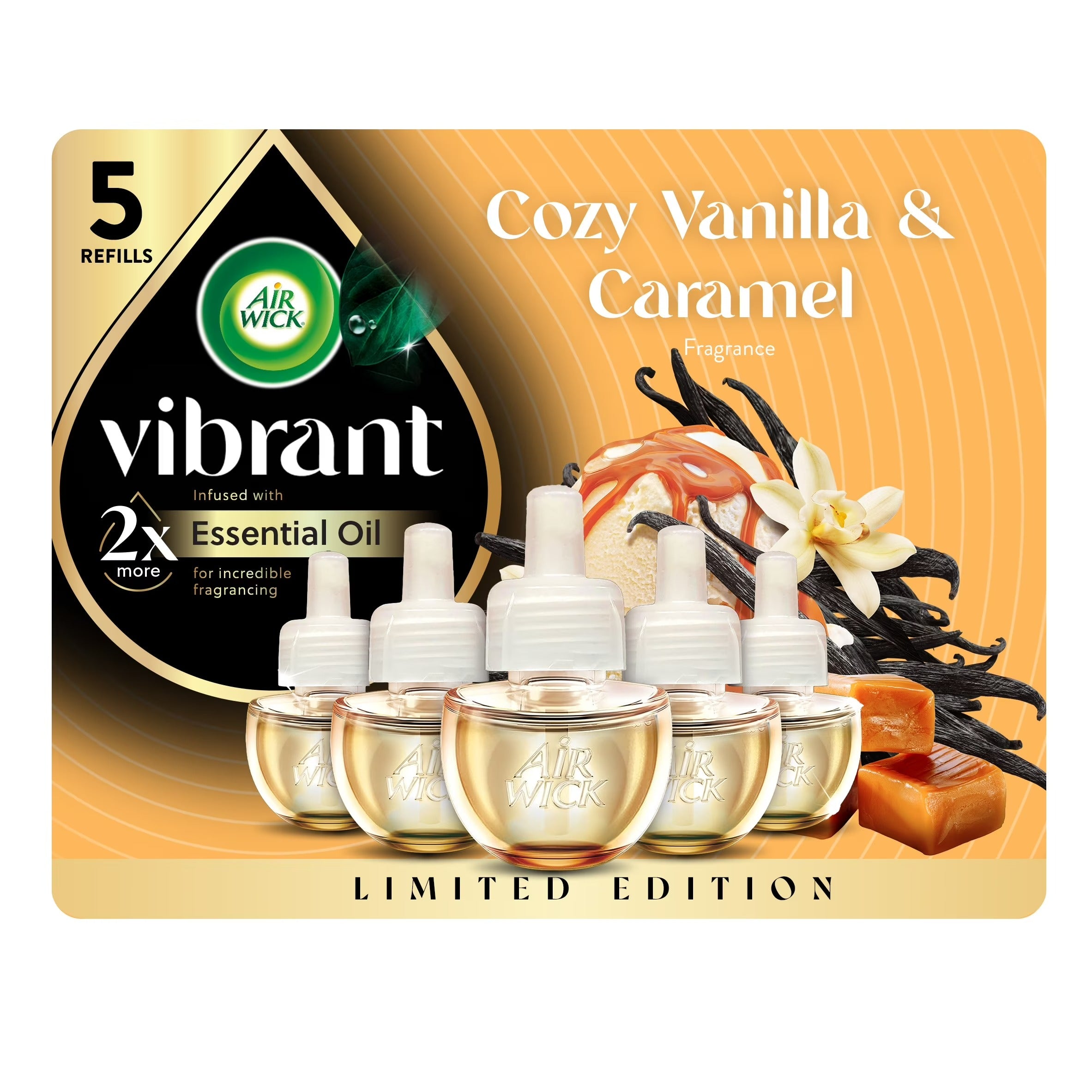 Air Wick Scented Oil - Vibrant Refill Cozy Vanilla & Caramel - 5ct/5pk