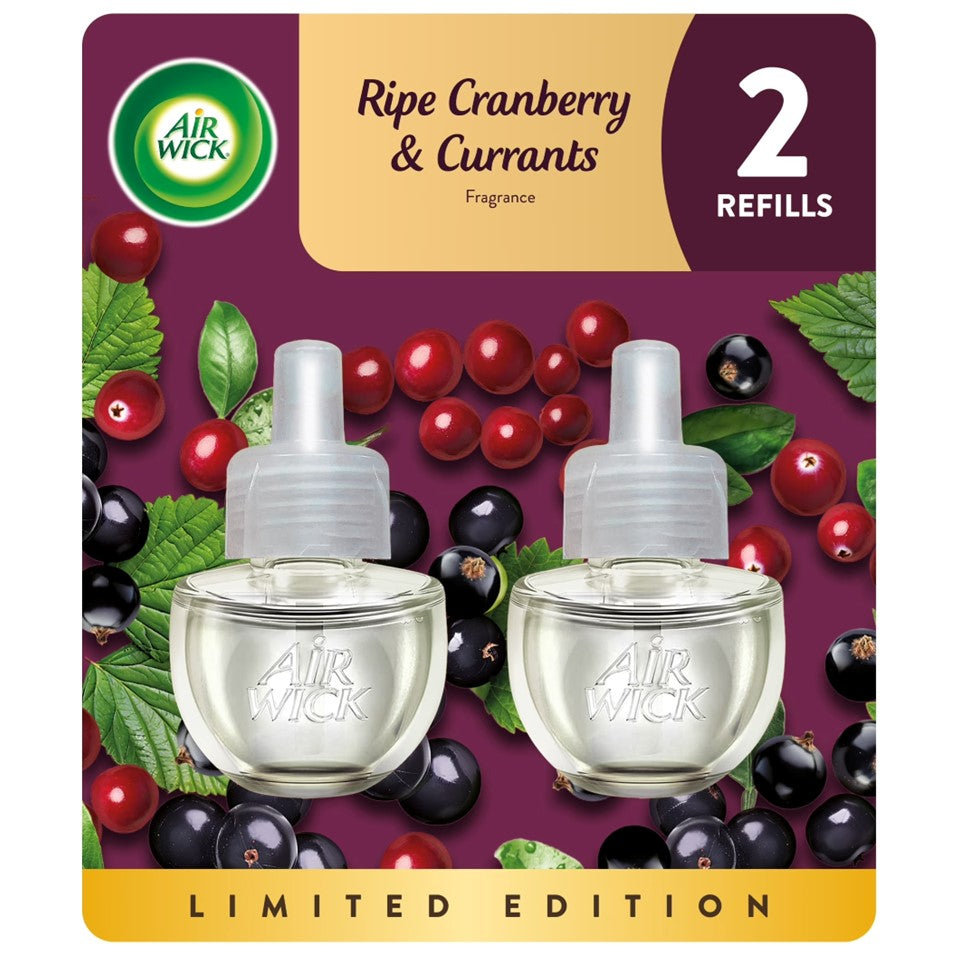Air Wick Scented Oil - Twin Refill Falliday Ripe Cranberry & Currants - (2x.67)oz/6pk