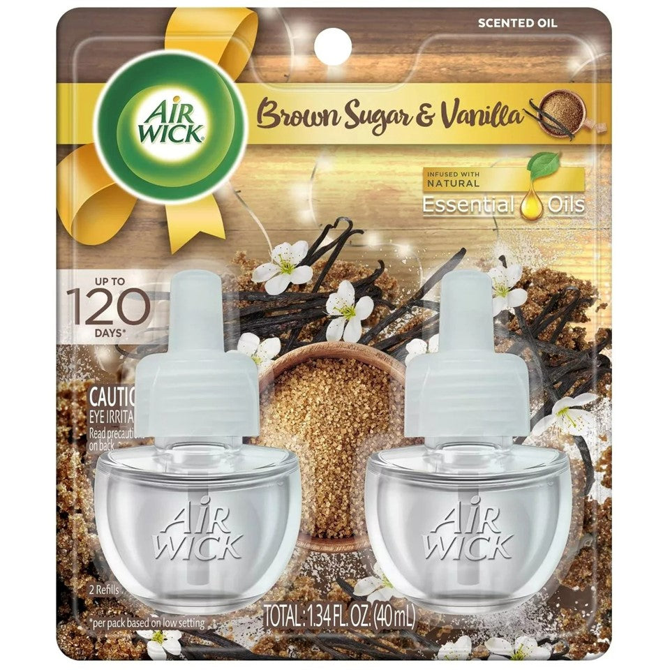Air Wick Scented Oil - Twin Refill Brown Sugar & Vanilla - (2x.67)oz/6pk