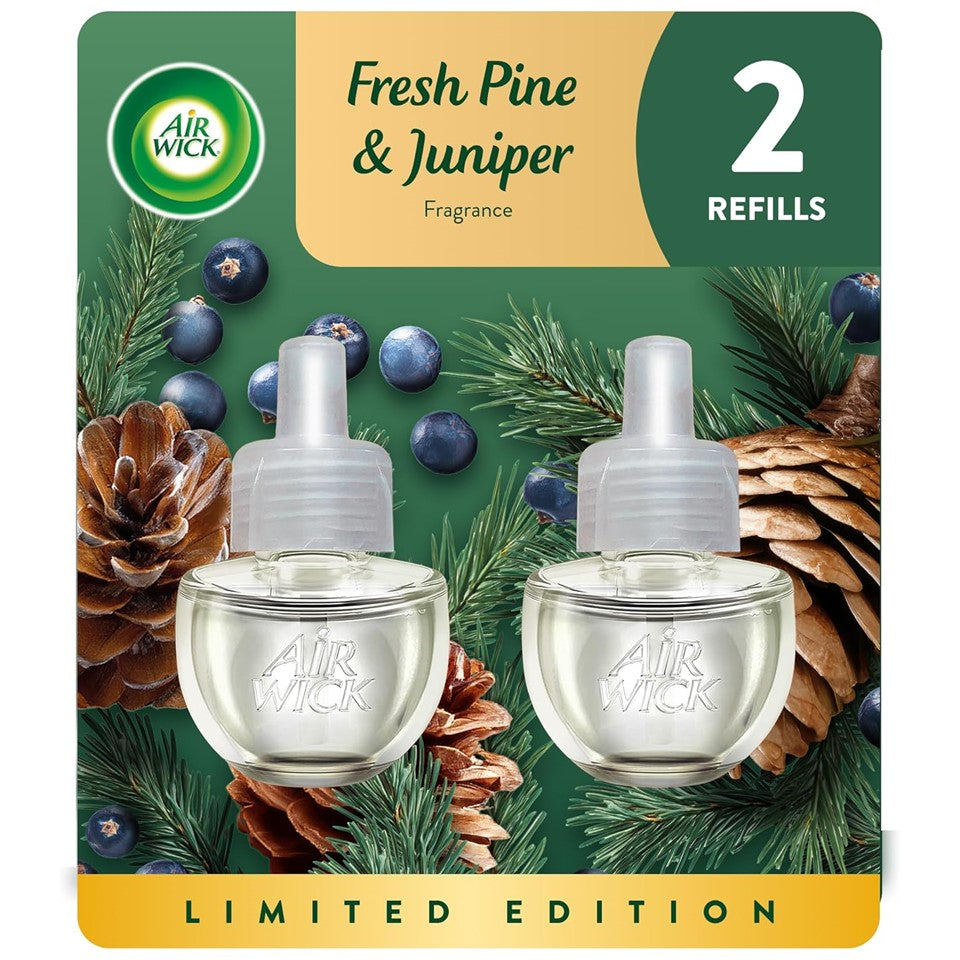 Air Wick Scented Oil - Twin Refill Essential Oils Fresh Pine & Juniper - (2x.67)oz/6pk
