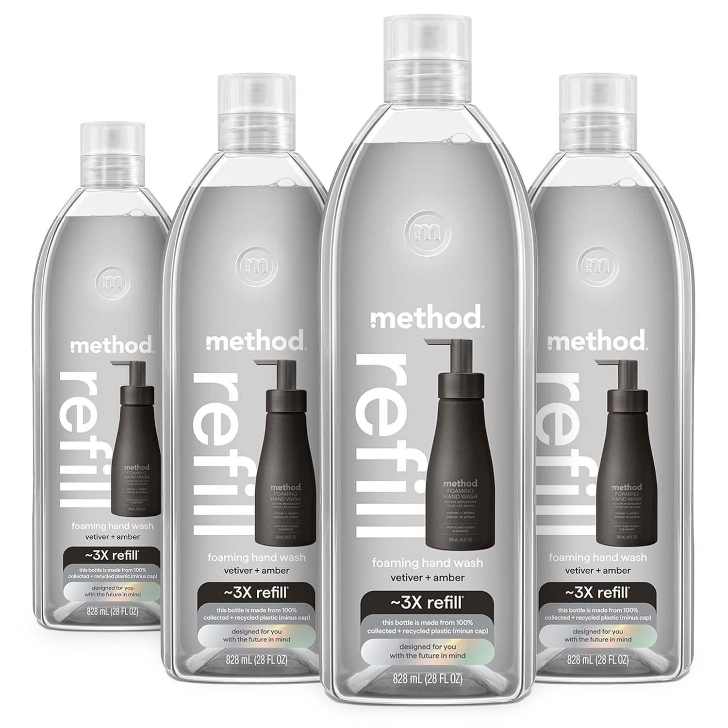 Method Foaming Hand Wash Vetiver + Amber Scent Refill - 28oz/4pk