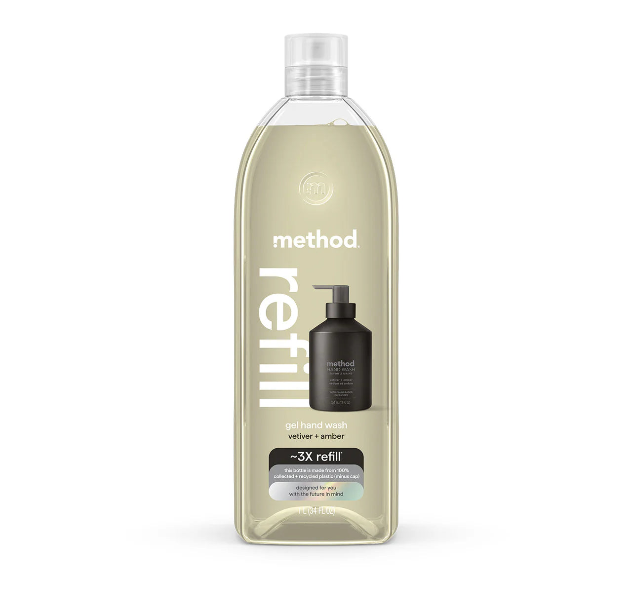 Method Gel Hand Wash Vetiver + Amber Scent Refill - 34oz/4pk