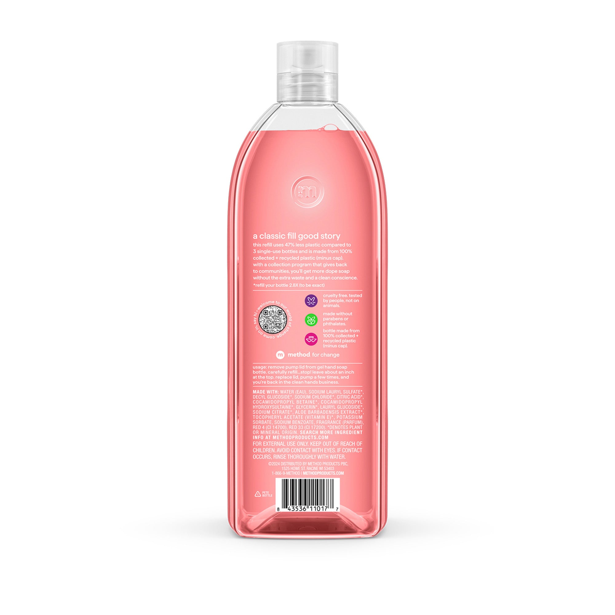 Method Gel Hand Wash Pink Grapefruit Scent Refill - 34oz/4pk