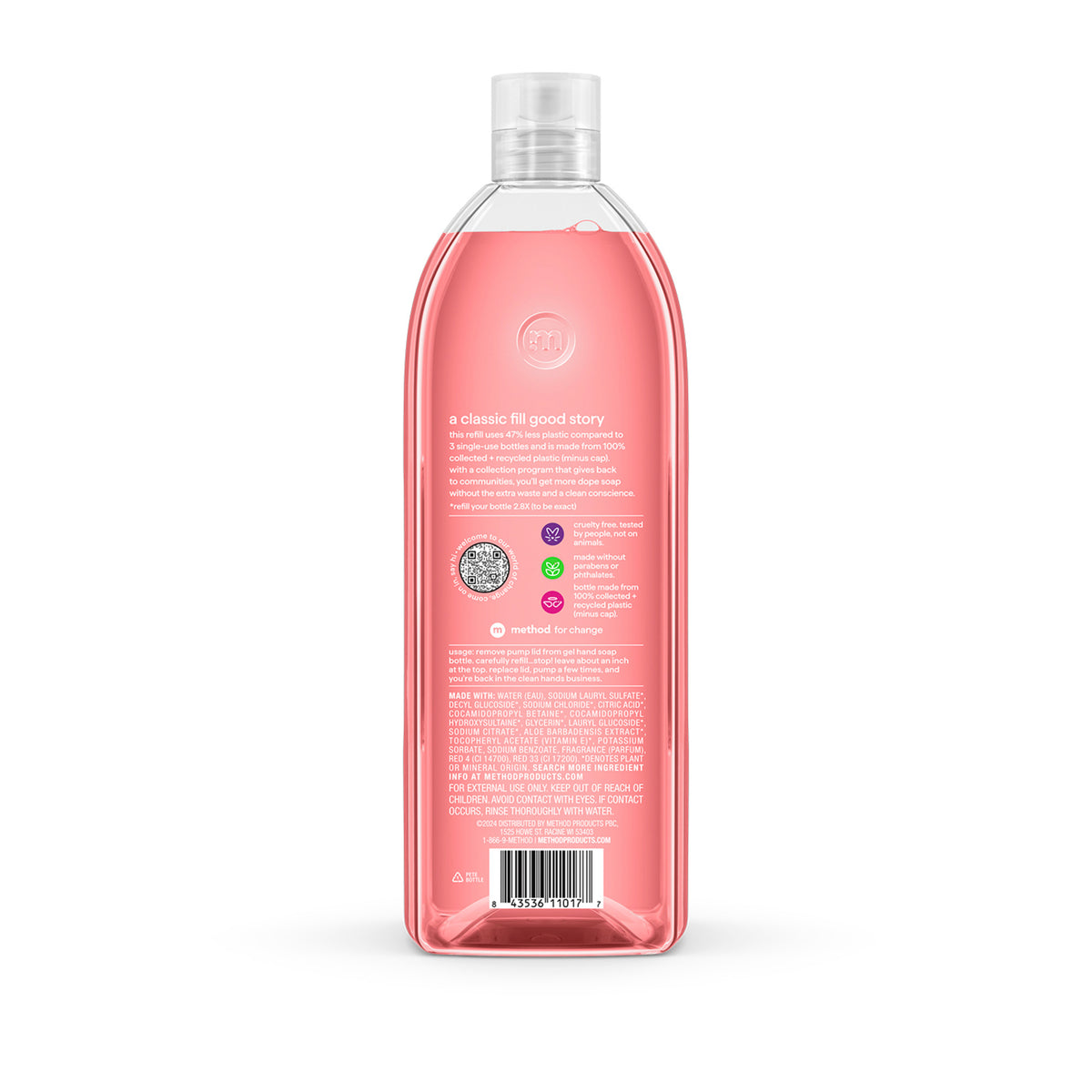 Method Gel Hand Wash Pink Grapefruit Scent Refill - 34oz/4pk