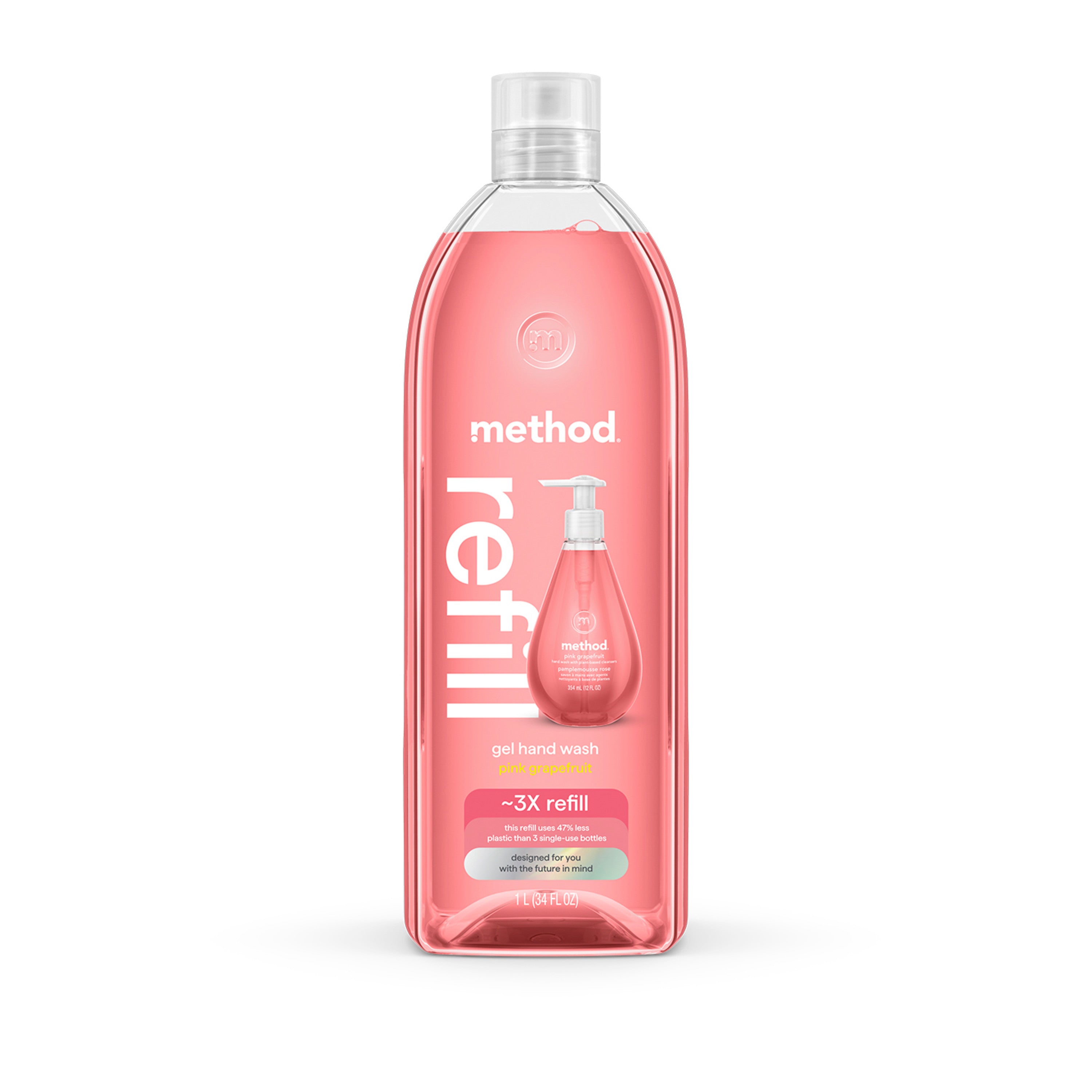 Method Gel Hand Wash Pink Grapefruit Scent Refill - 34oz/4pk