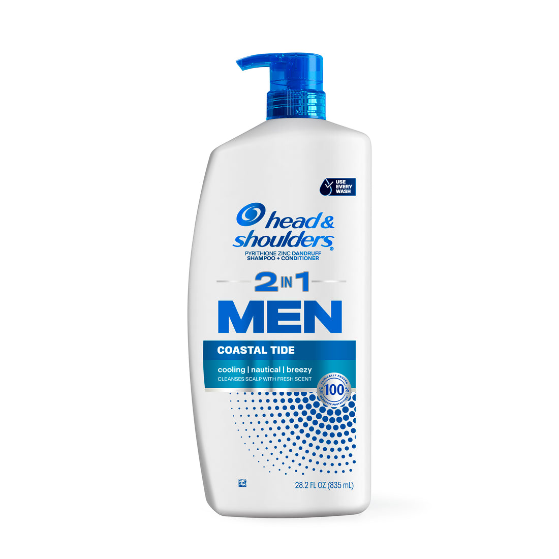 Head & Shoulders Mens 2 in 1 Dandruff Shampoo and Conditioner Anti-Dandruff Treatment Coastal Tide for Daily Use Paraben Free - 28.2oz/4pk