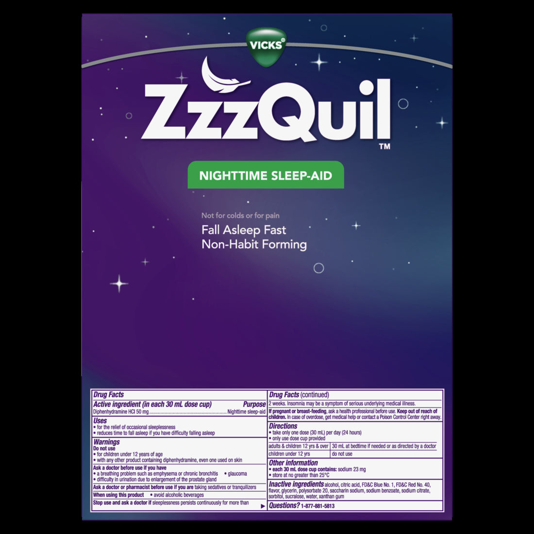 Vicks ZzzQuil Nighttime Sleep Aid Liquid Midnight Berry Flavored - (2x12)oz/6pk