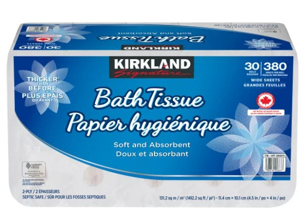 Kirkland Signature 2-ply Bath Tissue 380 sheets per roll - 6ct/5pk