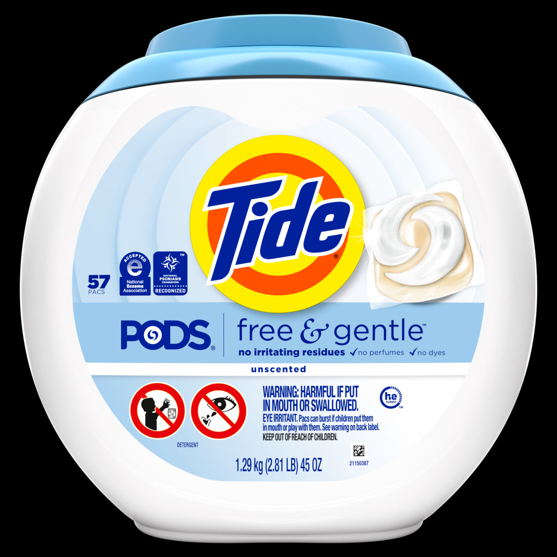 Tide PODS Free & Gentle Laundry Detergent Soap Pacs, 57 Count, Tide PODS Laundry Detergent, Laundry Detergent Pacs, Laundry PODS Detergent - 57ct/4pk