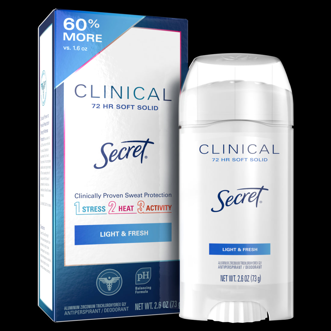 Secret Clinical Strength Soft Solid Antiperspirant and Deodorant Light & Fresh - 2.6oz/12pk
