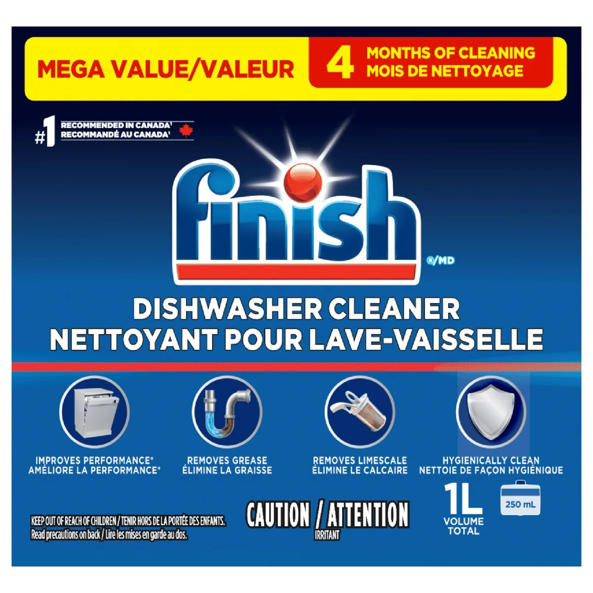 Finish Dishwasher Cleaner 250 ml 4-pack - (4x8.45)oz/1pk