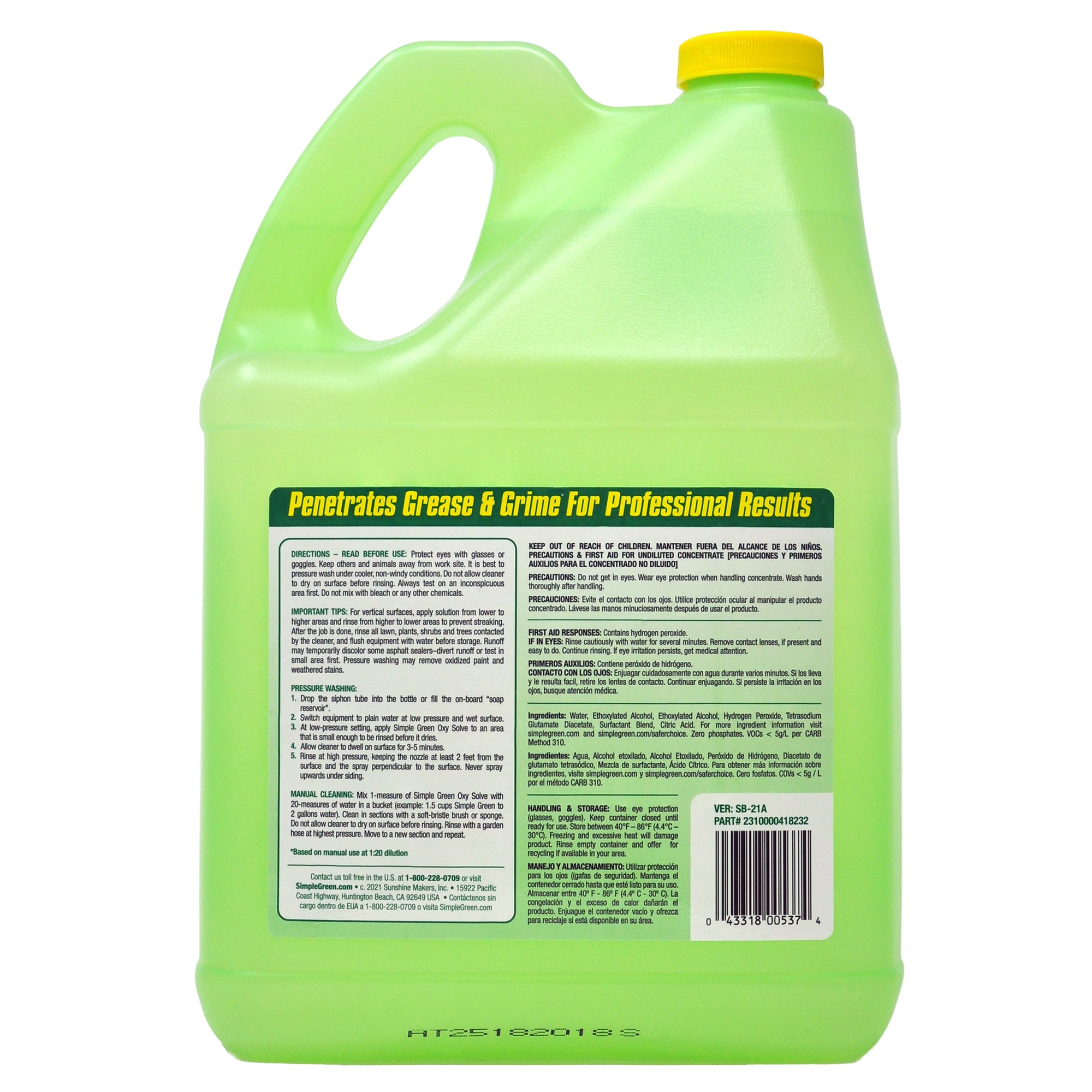Simple Green Oxy Solve Pressure Washer House and Siding Cleaner - 1gal/4pk