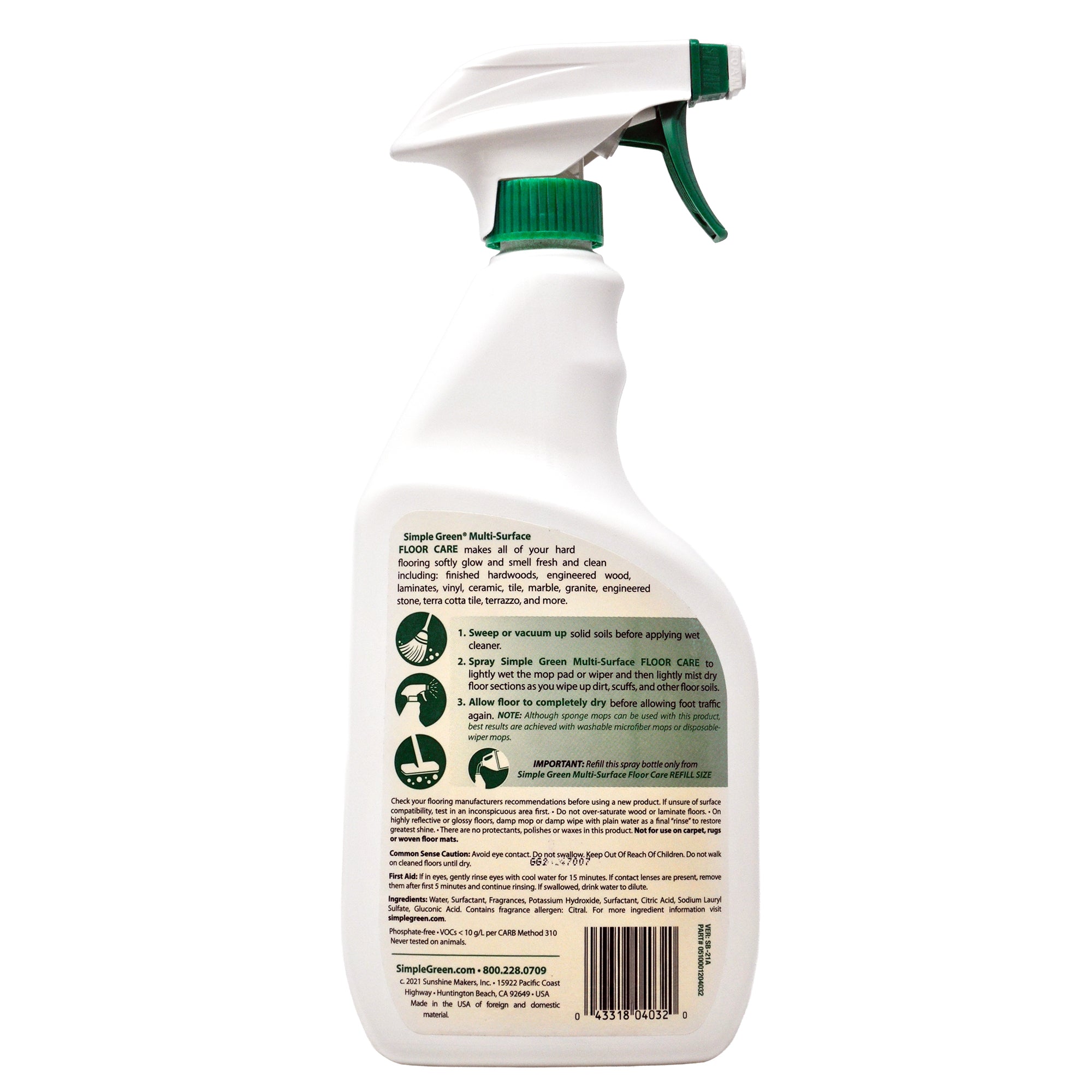Simple Green Floor Cleaner Floor Care Lemon Verbena Trigger - 32oz/12pk