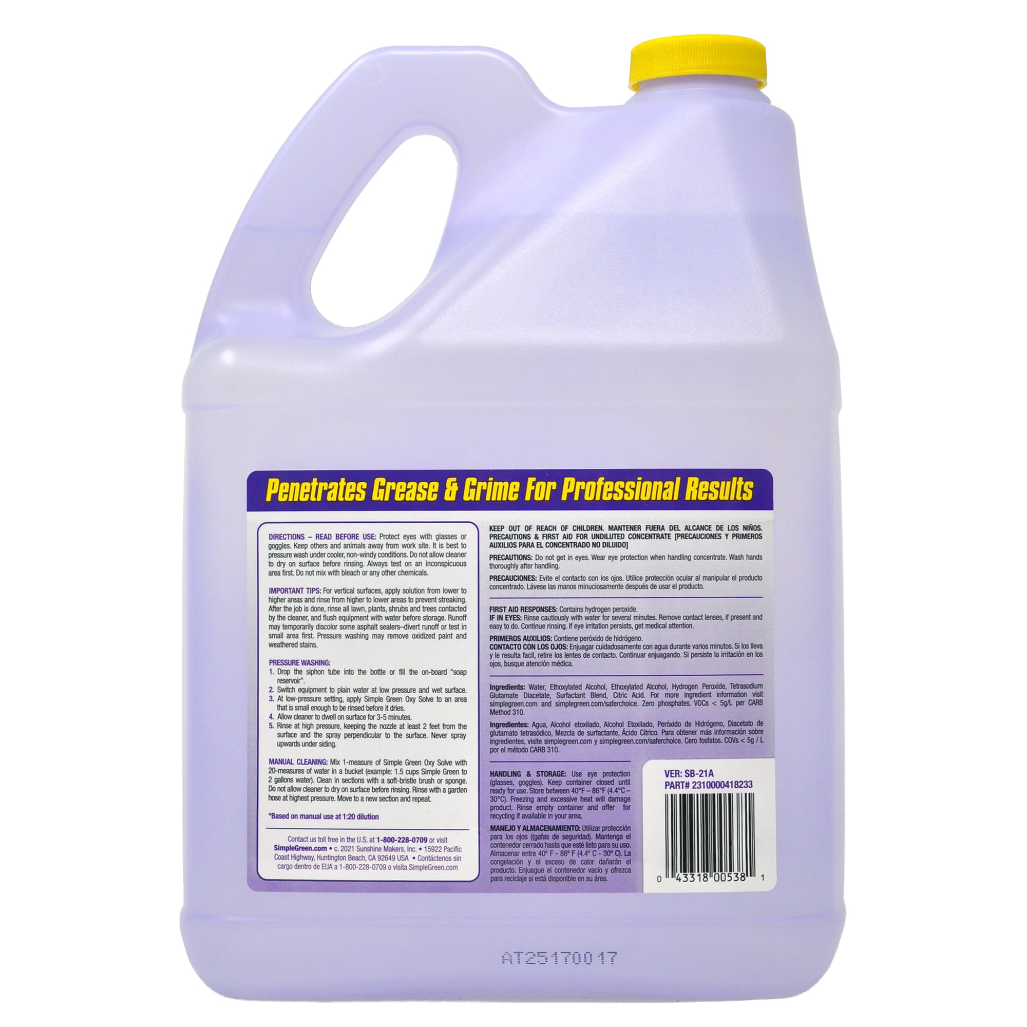 Simple Green Oxy Solve Pressure Washer Concrete and Driveway Cleaner - 1gal/4pk
