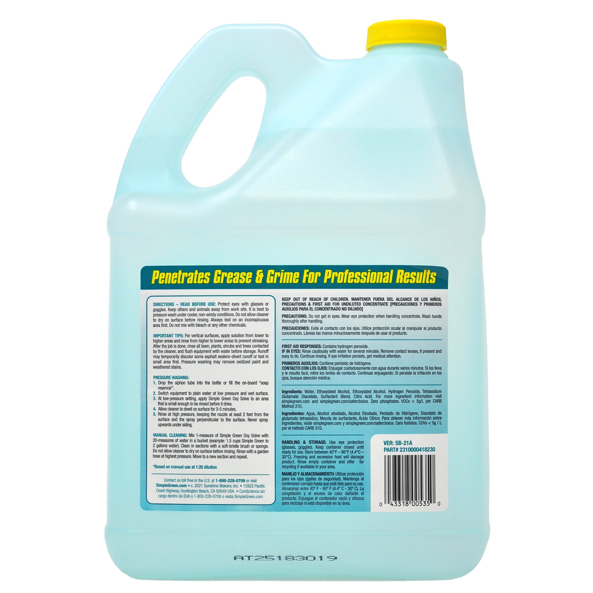Simple Green Oxy Solve Pressure Washer Total Outdoor Cleaner - 1gal/4pk