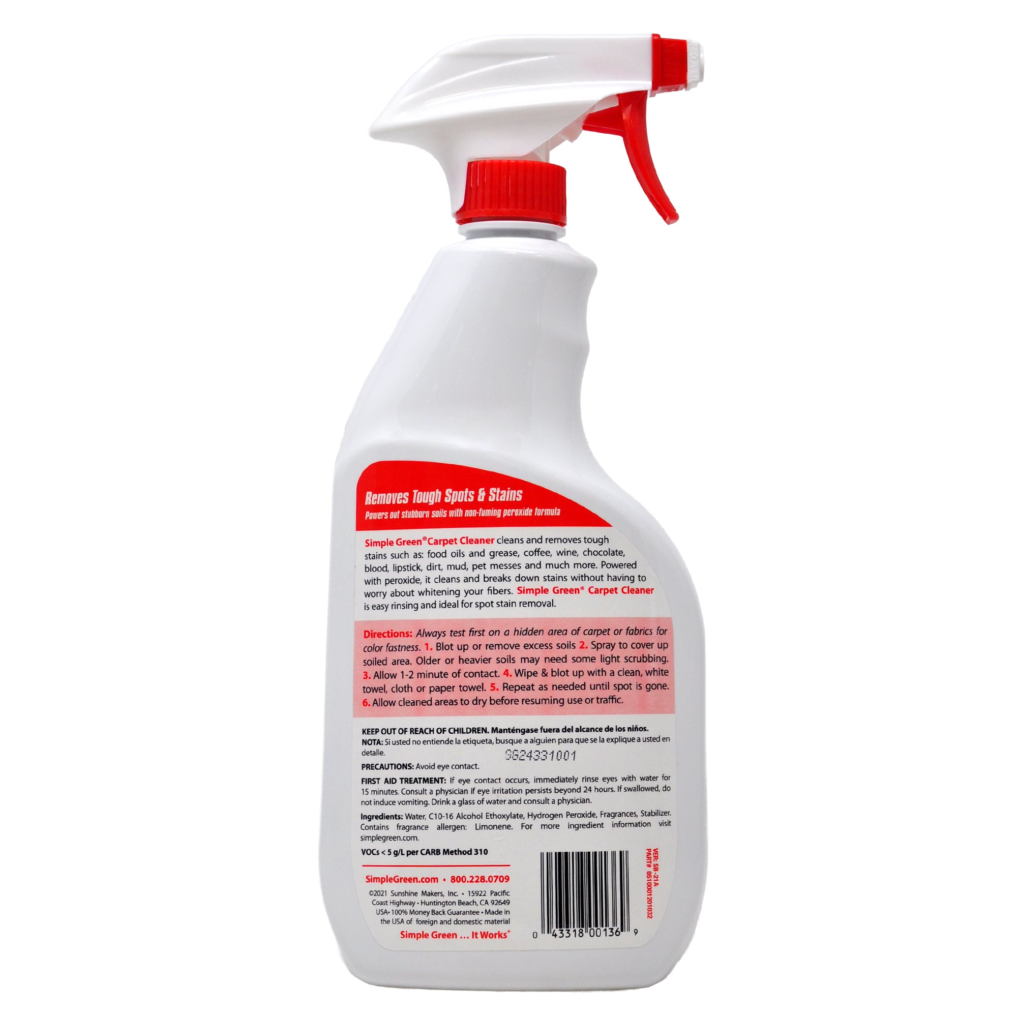 Simple Green Ready-To-Use Carpet Trigger - 32oz/12pk